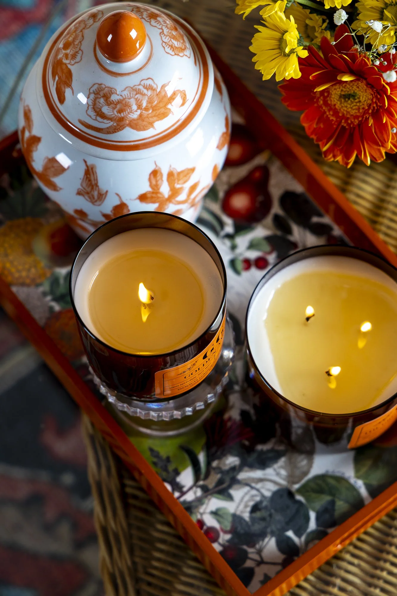 Styled commercial product photography for Gooch Gardener Candle Co.
