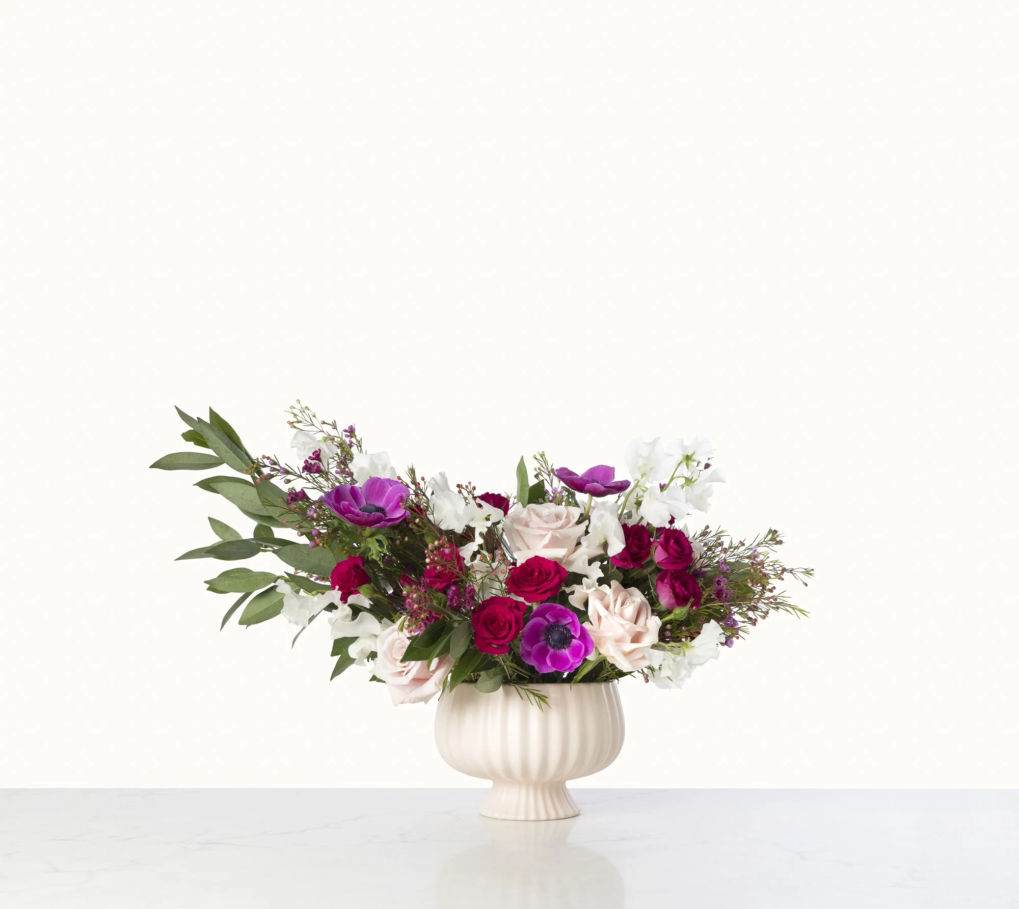 Commercial product photography of a flower arrangement for flower shop, Hedge Fine Blooms, in Charlottesville, Virginia.