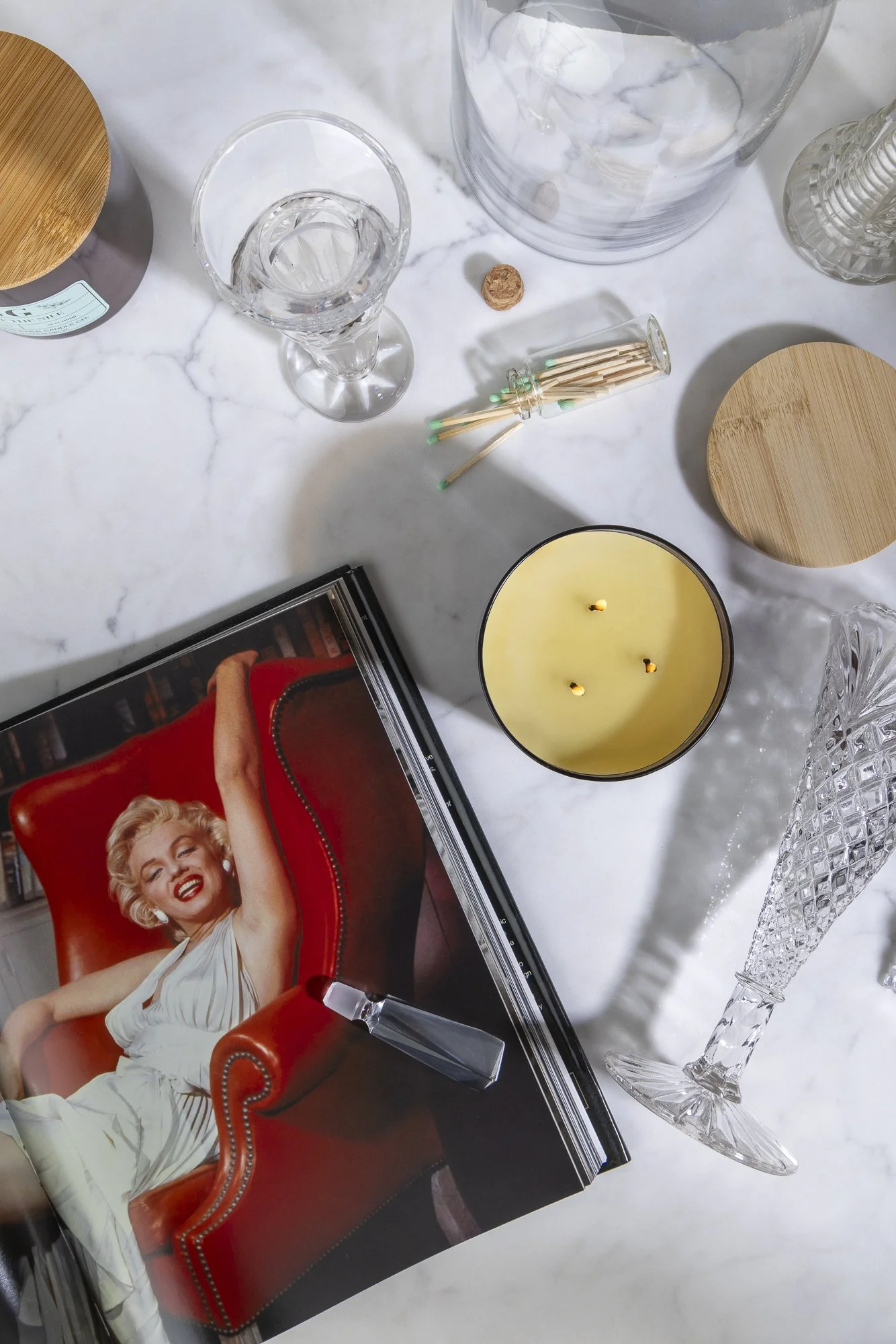 Styled commercial product photography for Gooch Gardener Candle Co.