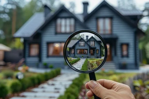 Looking at a house through a magnifying glass.