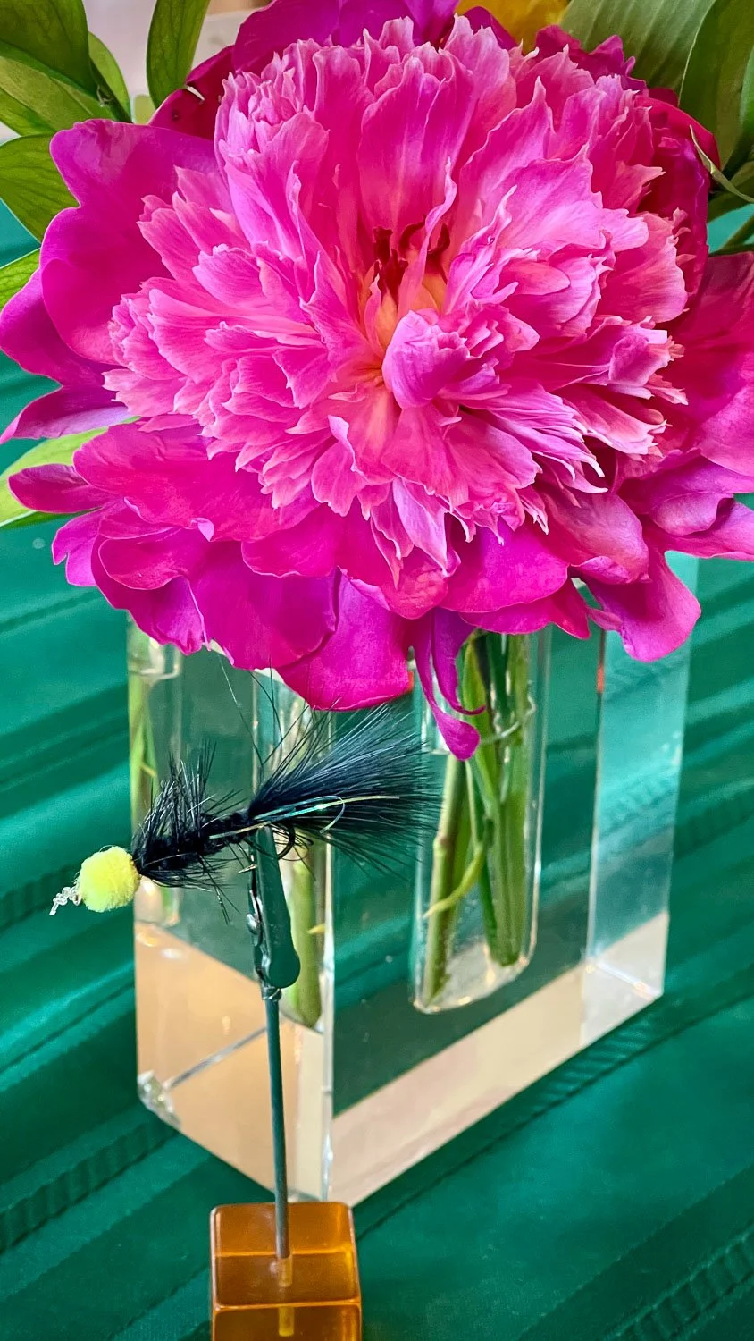 Tying flies, pretty in pink