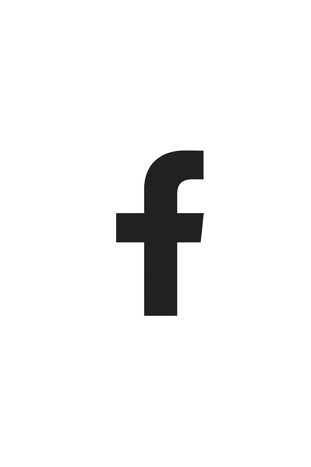 Black background with white text and a large black Facebook logo in the center.