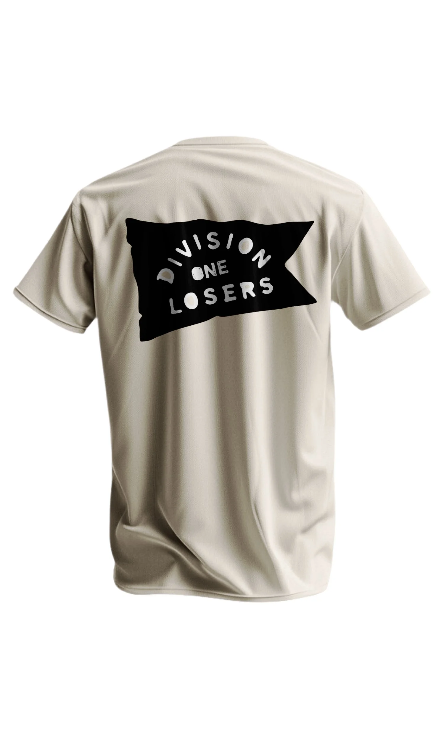 Dryfire House white t-shirt with Division One Losers graphic on the back — dry-fire training apparel