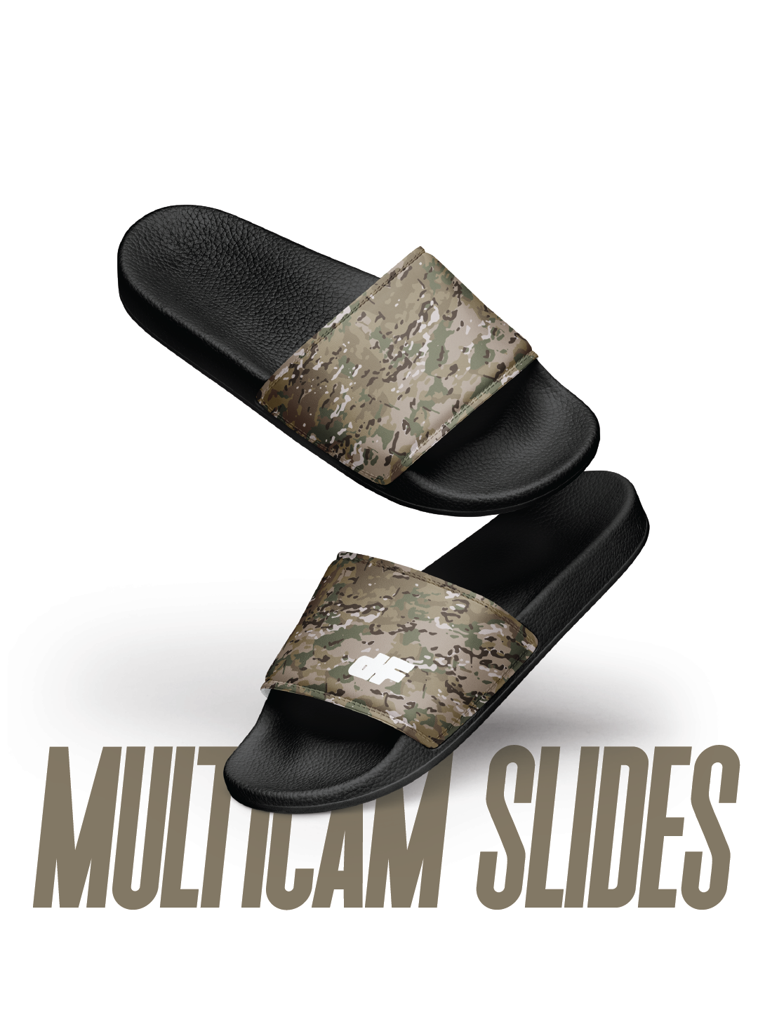 Dryfire House Multicam Slides with camouflage straps — tactical shooting range footwear