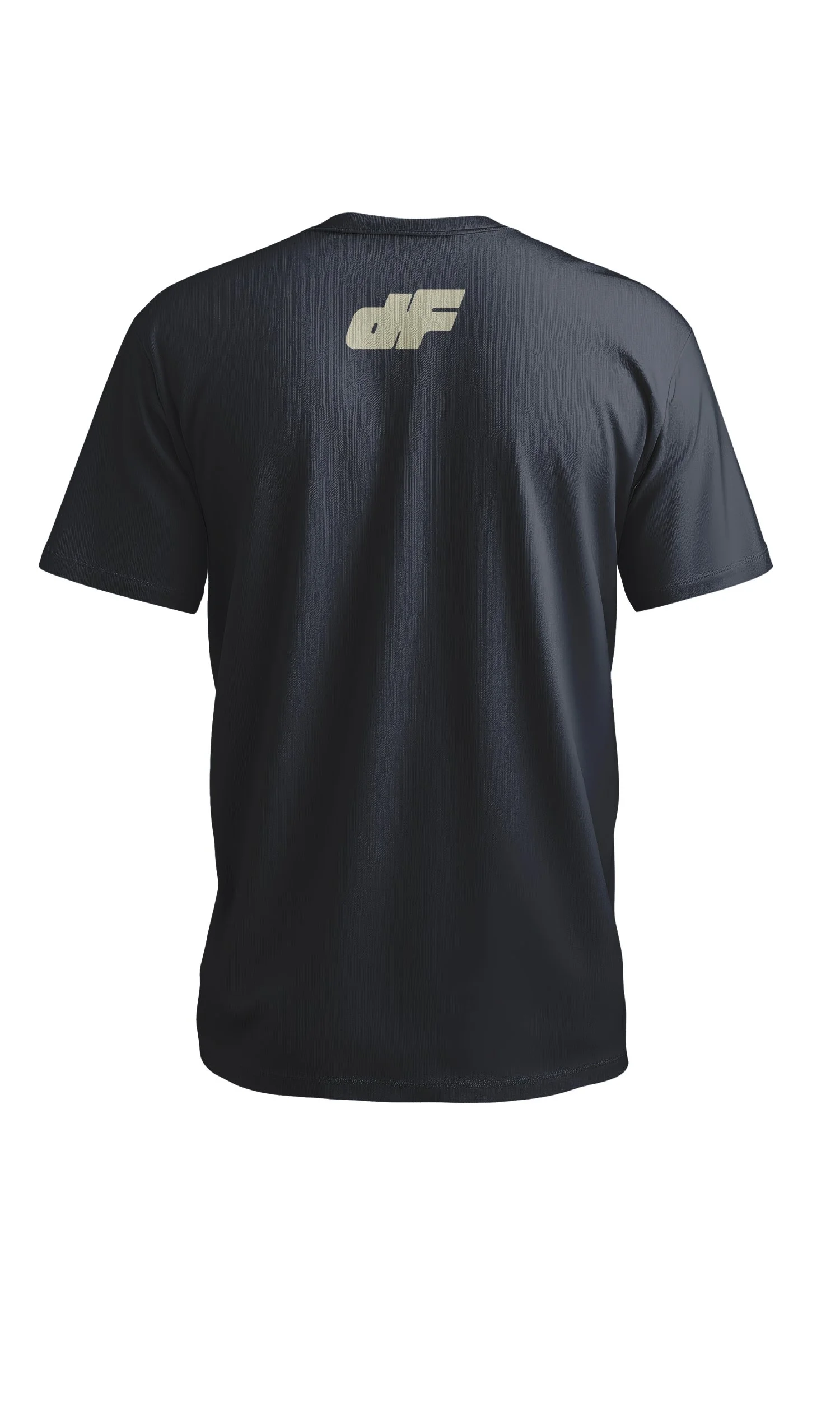 Black athletic T-shirt with a beige logo DRYFIRE HOUSE logo.