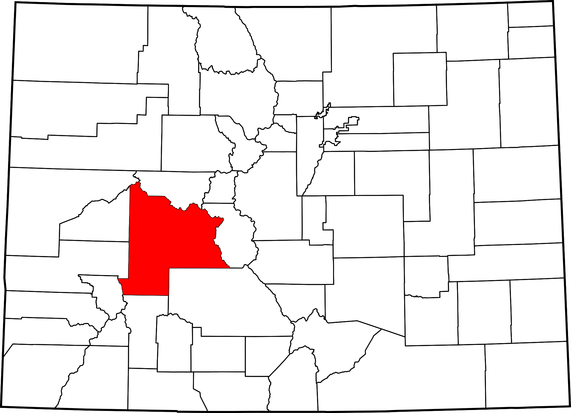 Map of United States with a state in the southwestern region highlighted in red.