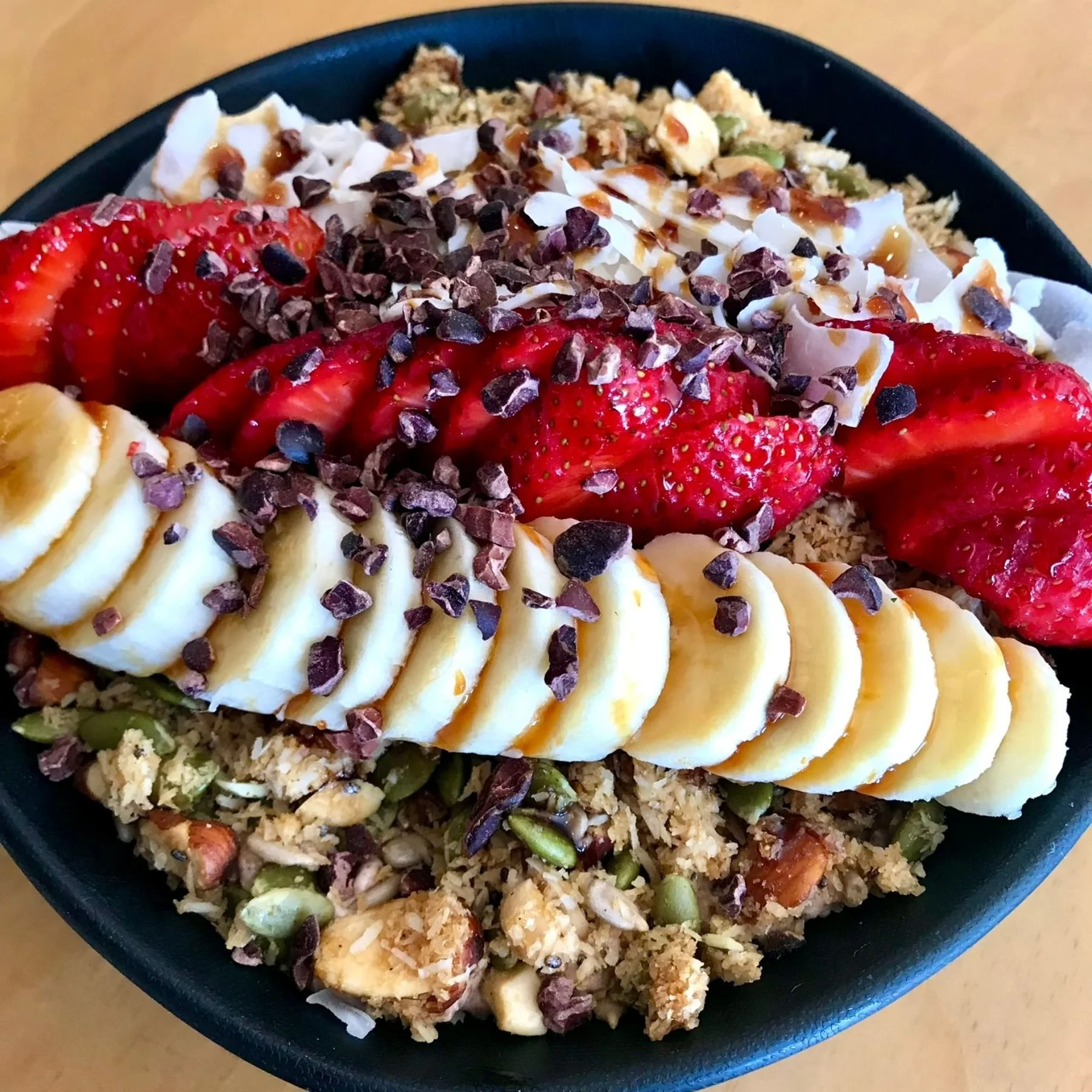 Açaí bowl styled for a bright café setting