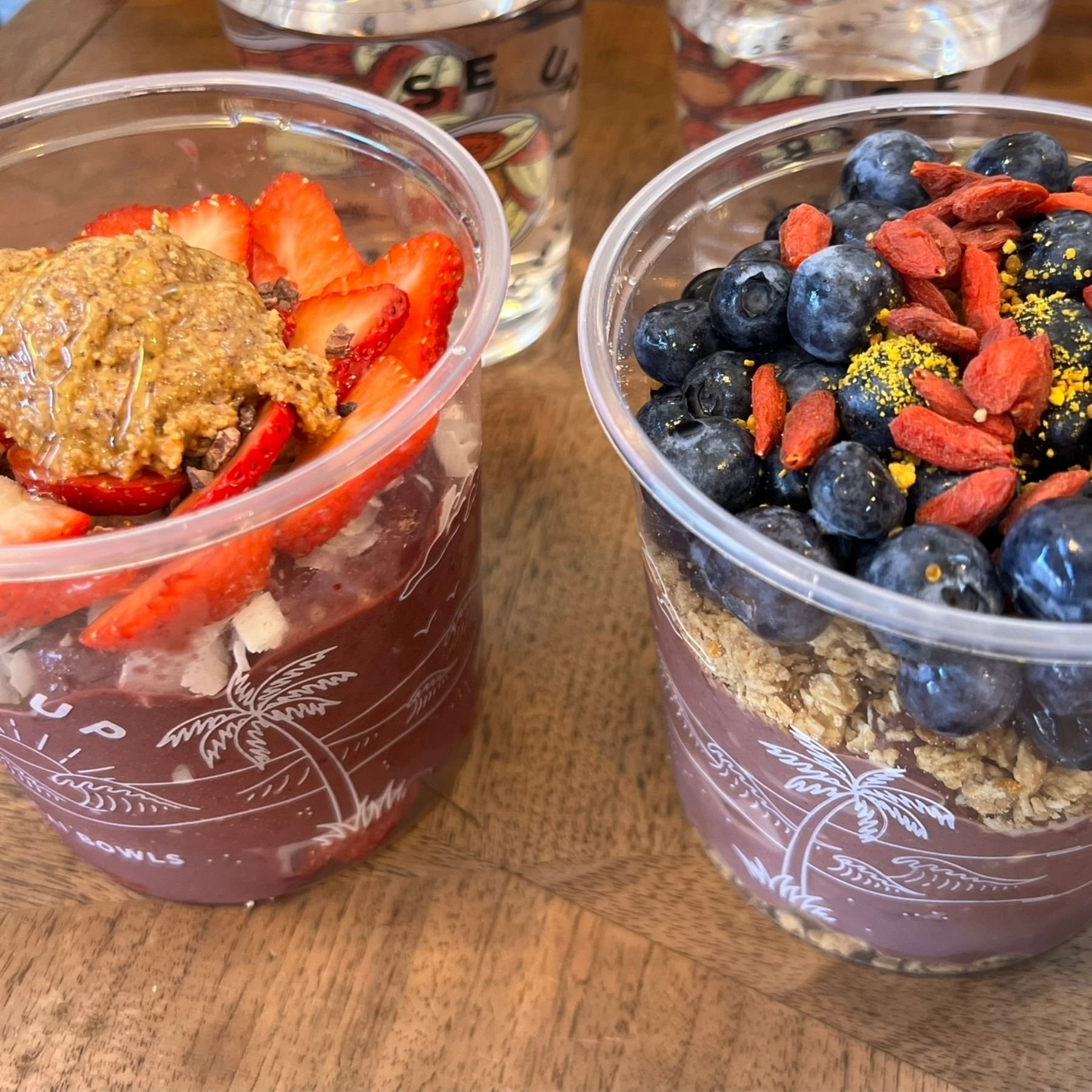 Açaí parfait layered and photographed at a café