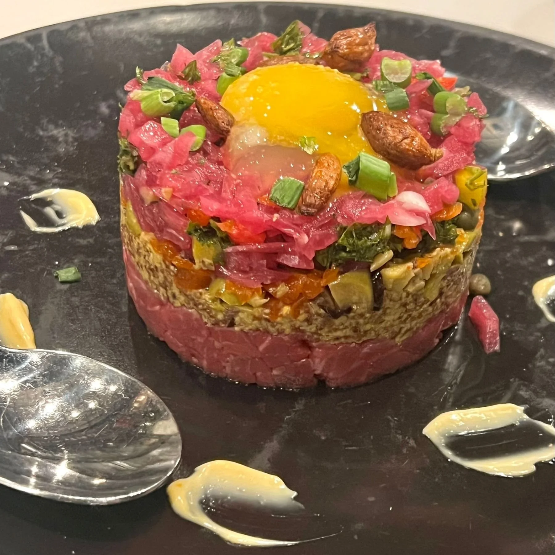Tuna tartare plated at a Fogo de Chao in Denver