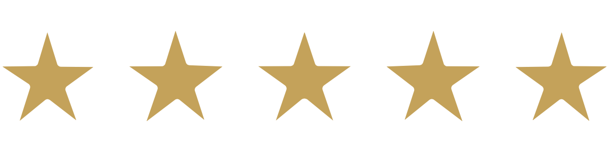Five gold stars indicating a five-star rating.