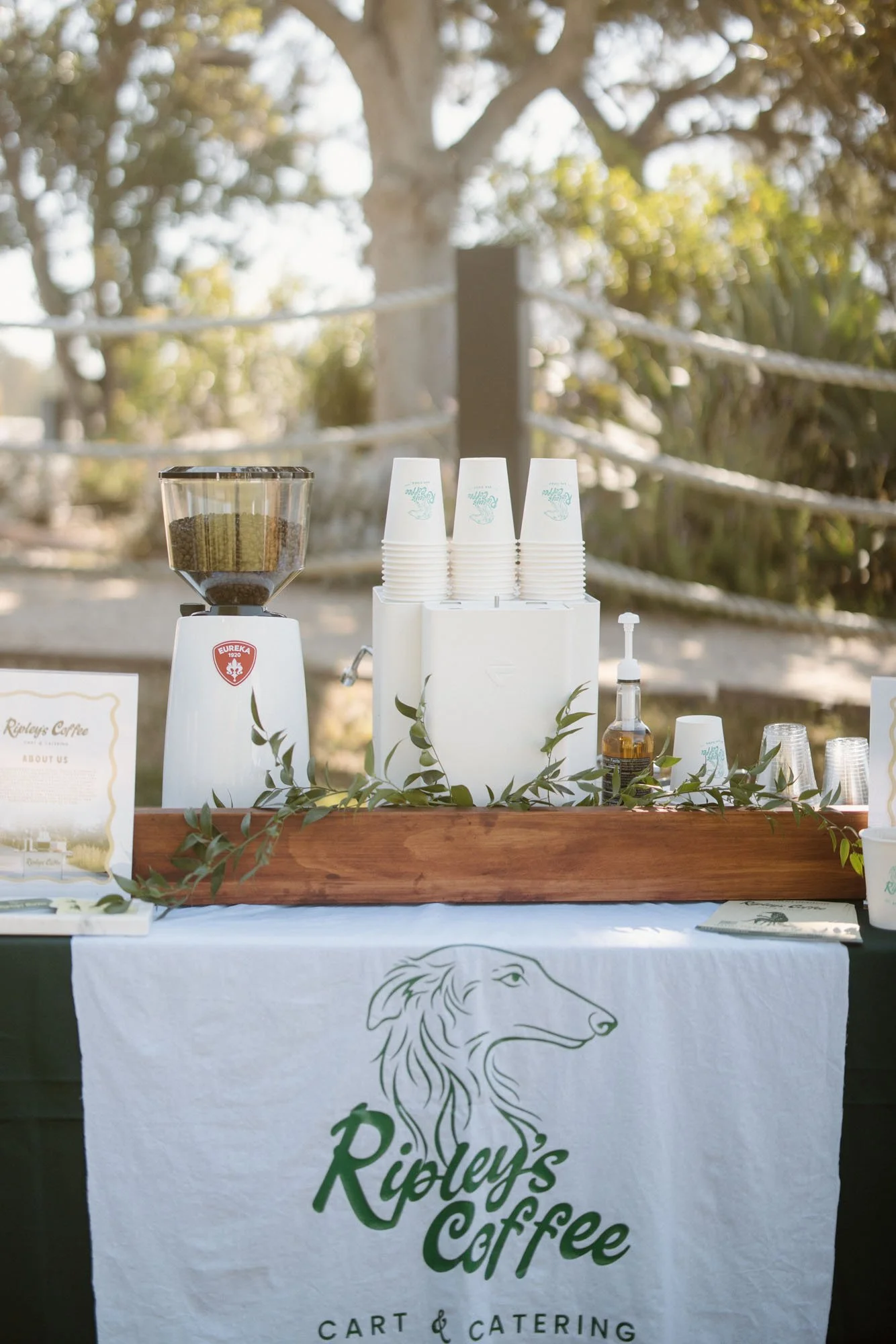 Ripley's coffee cart servicing their specialty coffee while at birthdays, bridal showers, HOA events, and any social event or gathering.