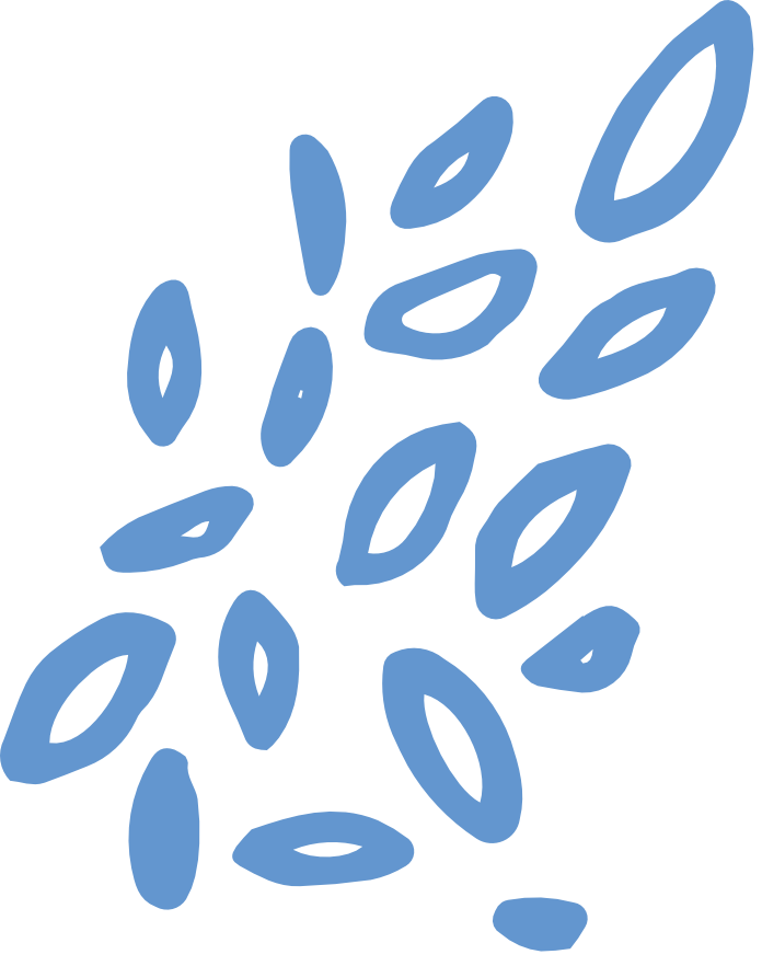 Blue oval-shaped objects falling against a black background.