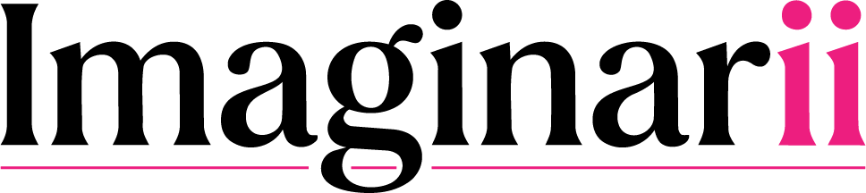 Logo with black and pink text that reads 'i' and 'I' along with additional stylized design elements.