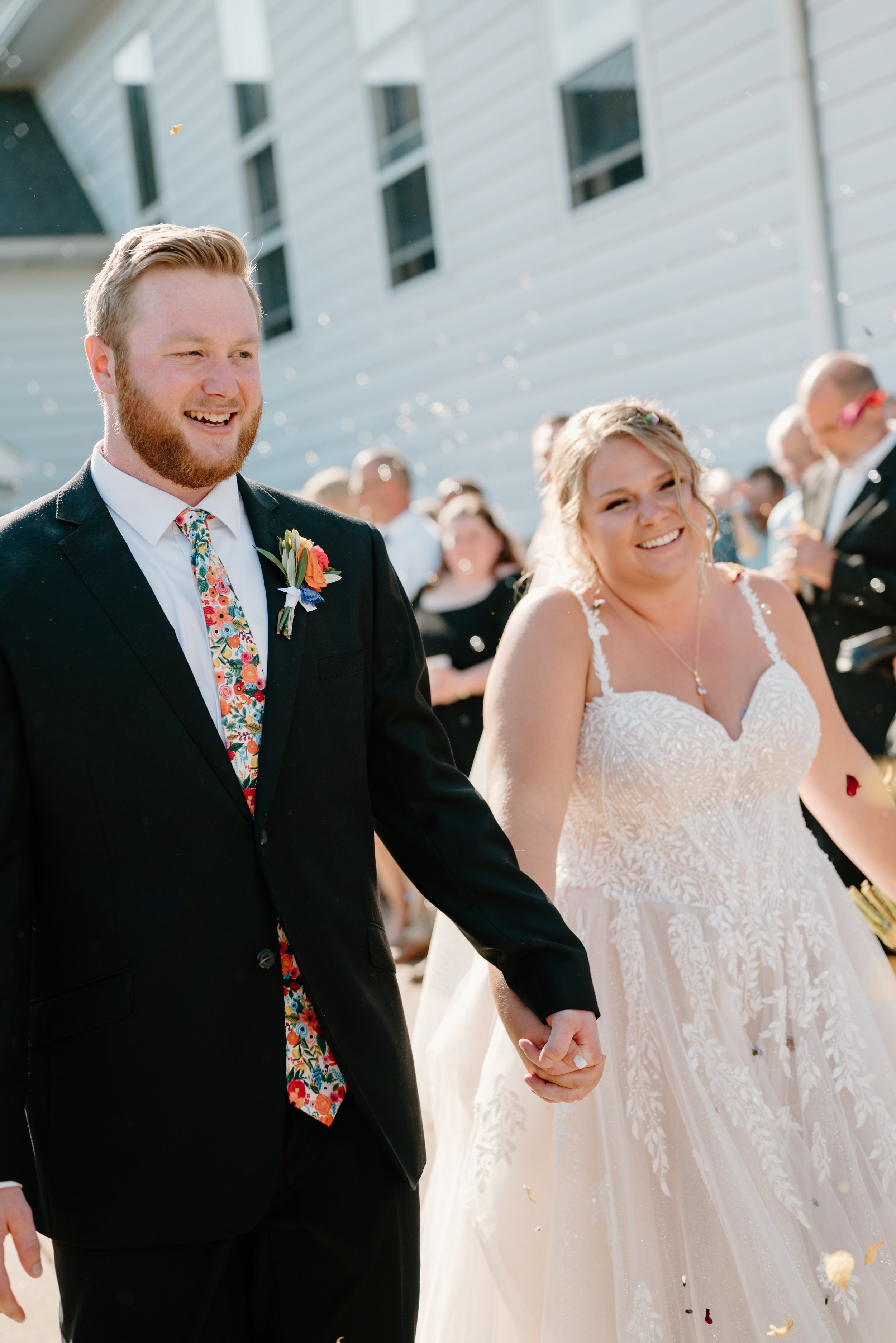 Bride and groom in Holland, Michigan celebrating their wedding