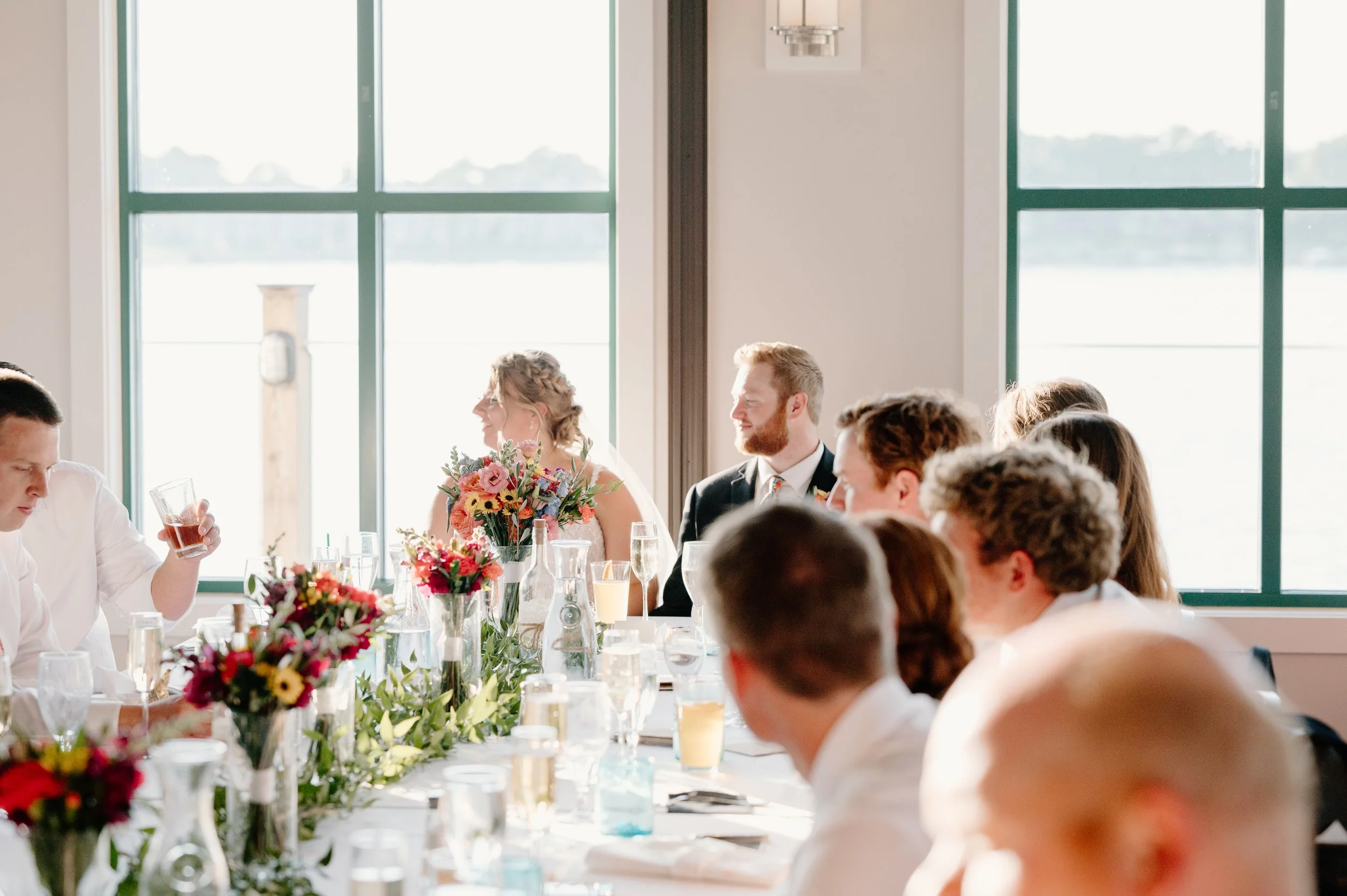 Bride and groom and wedding party celebrating Holland wedding