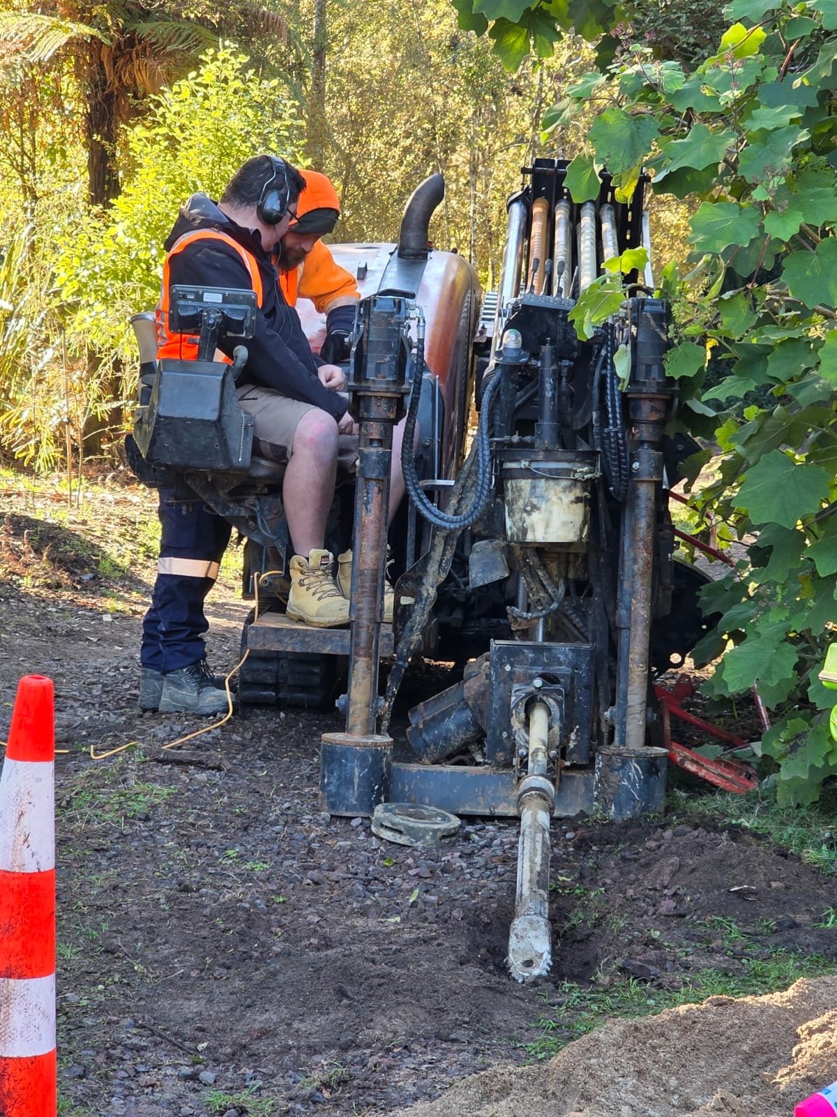 Drilling contractor operating drilling equipment on site in Tauranga, Bay of Plenty