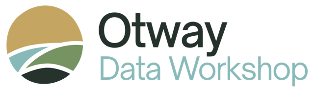 Otway Data Workshop logo featuring a stylized landscape with a hill, path, and sky