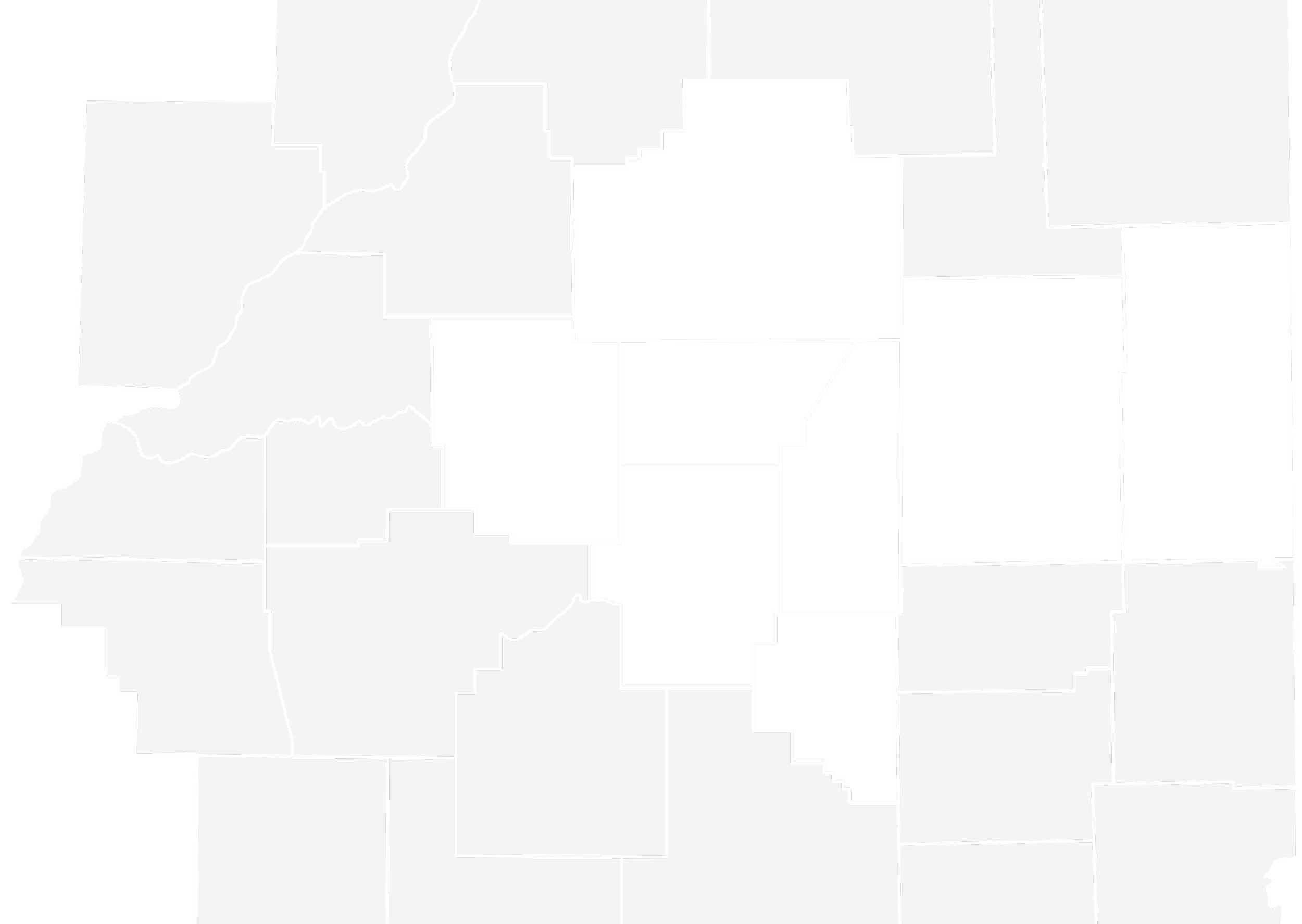 A map of the state of Missouri with county boundaries outlined in black, some water bodies are visible, and the map has a black background.