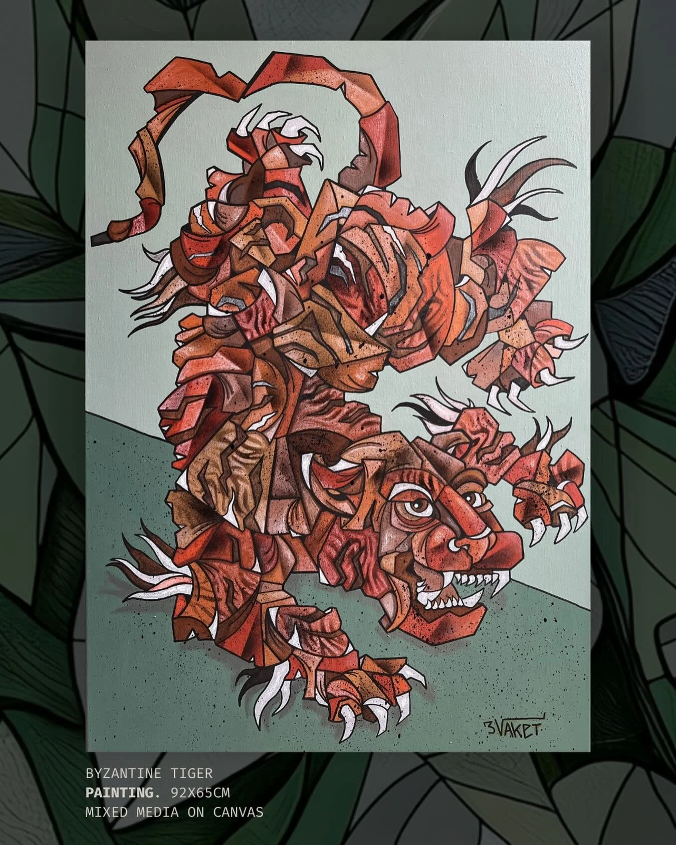 Byzantine tiger
Themed : animal&rsquo;s
92x65 cm
Acrylique spray A&eacute;rographe huile

#tiger #painting #cubisme