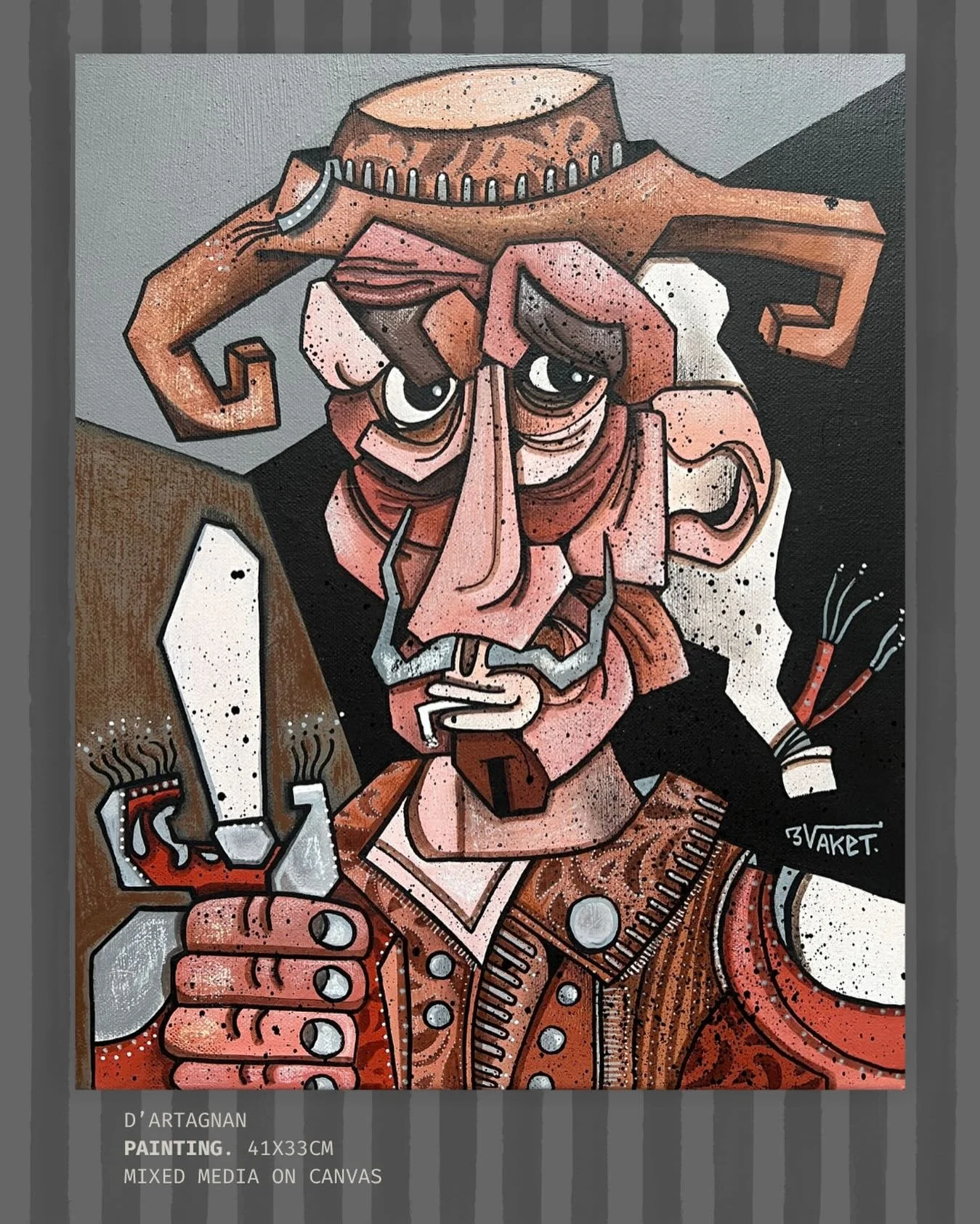 D&rsquo;artagnan
Dimensions : 41x33cm
Acrylique , A&eacute;rographe , spray , huile

#cubism #dartagnan #painting
