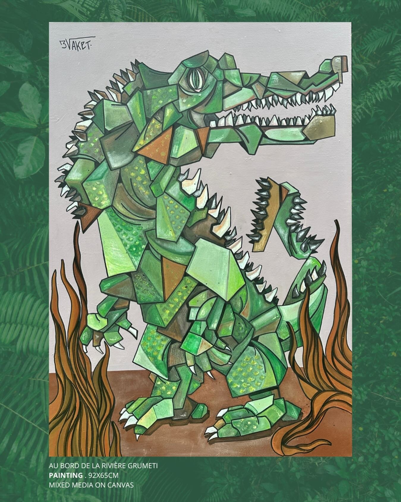 Sur les bord de la rivi&egrave;re grumeti
Painting : 92x65cm
Mixed m&eacute;dia on Canvas 

#acrylic #aket #cubisme #crocodile