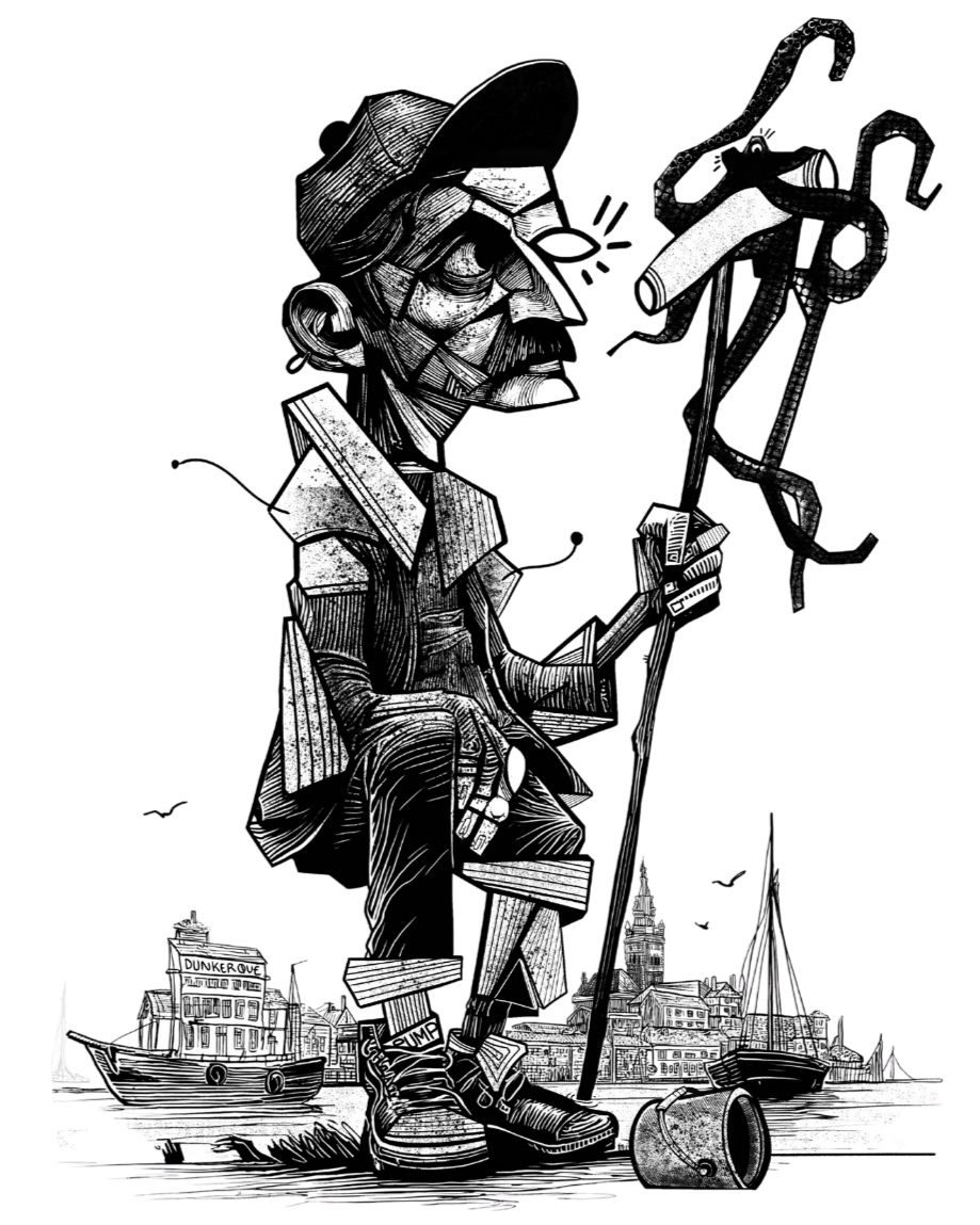 Illustration de style cubisme Abstrait mettant en vedette des visages humains expressifs, des couleurs vives, des lignes audacieuses et des compositions