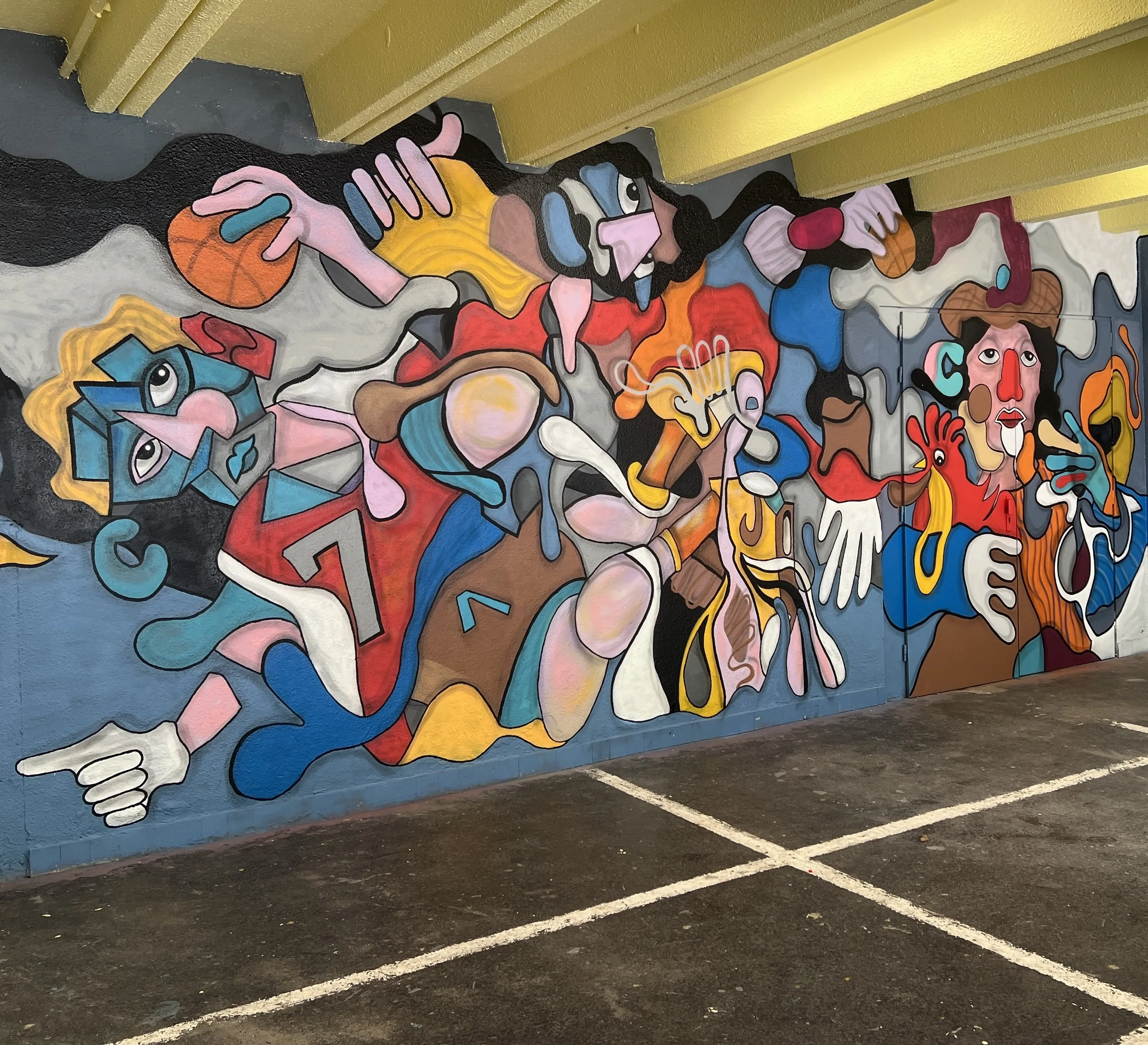 peinture de style cubisme mettant en vedette des visages humains expressifs, des couleurs vives, des lignes audacieuses et des compositions pour l'erea