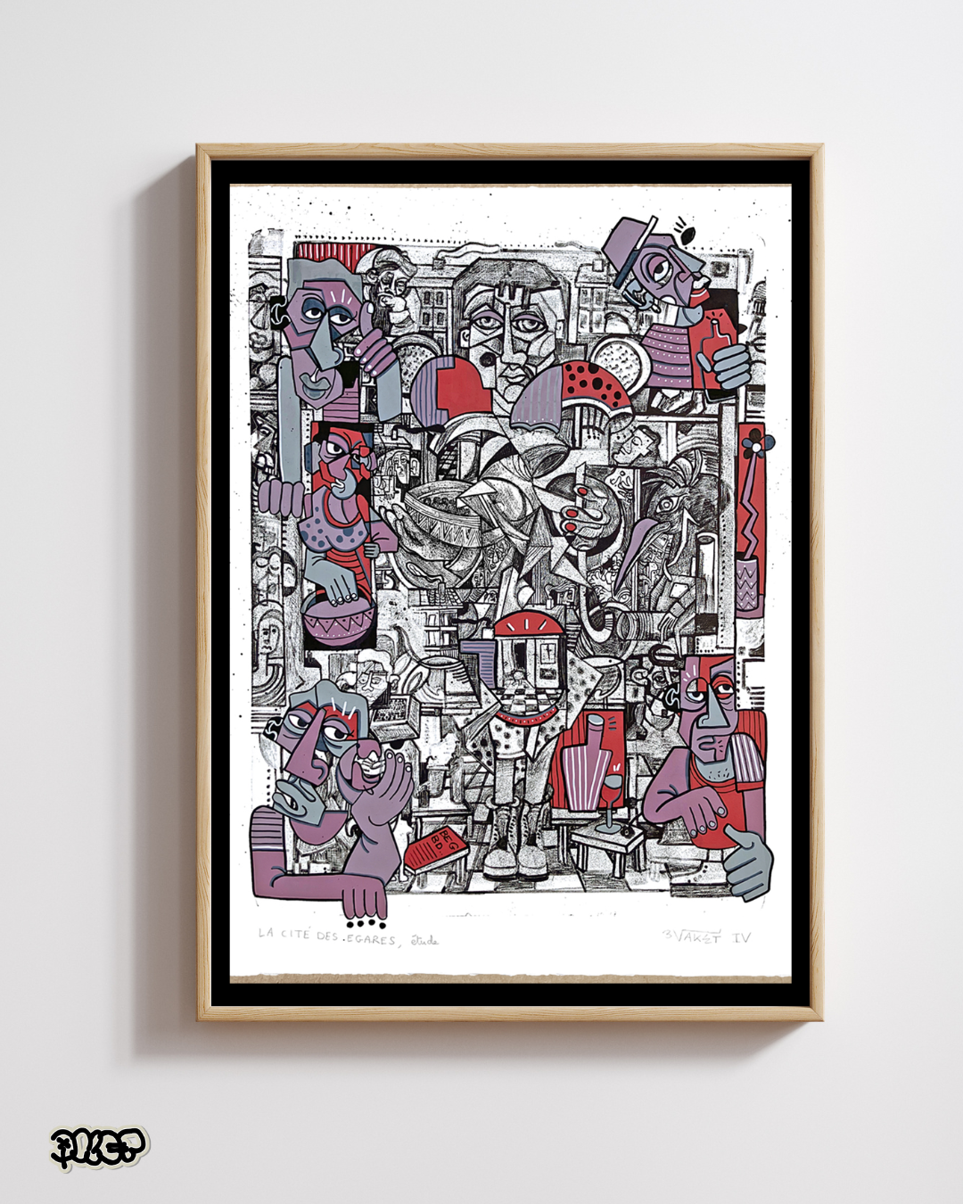 Portrait de Vincent van Gogh dans un style cubiste avec des couleurs vives et des formes abstraites, incluant une pipe