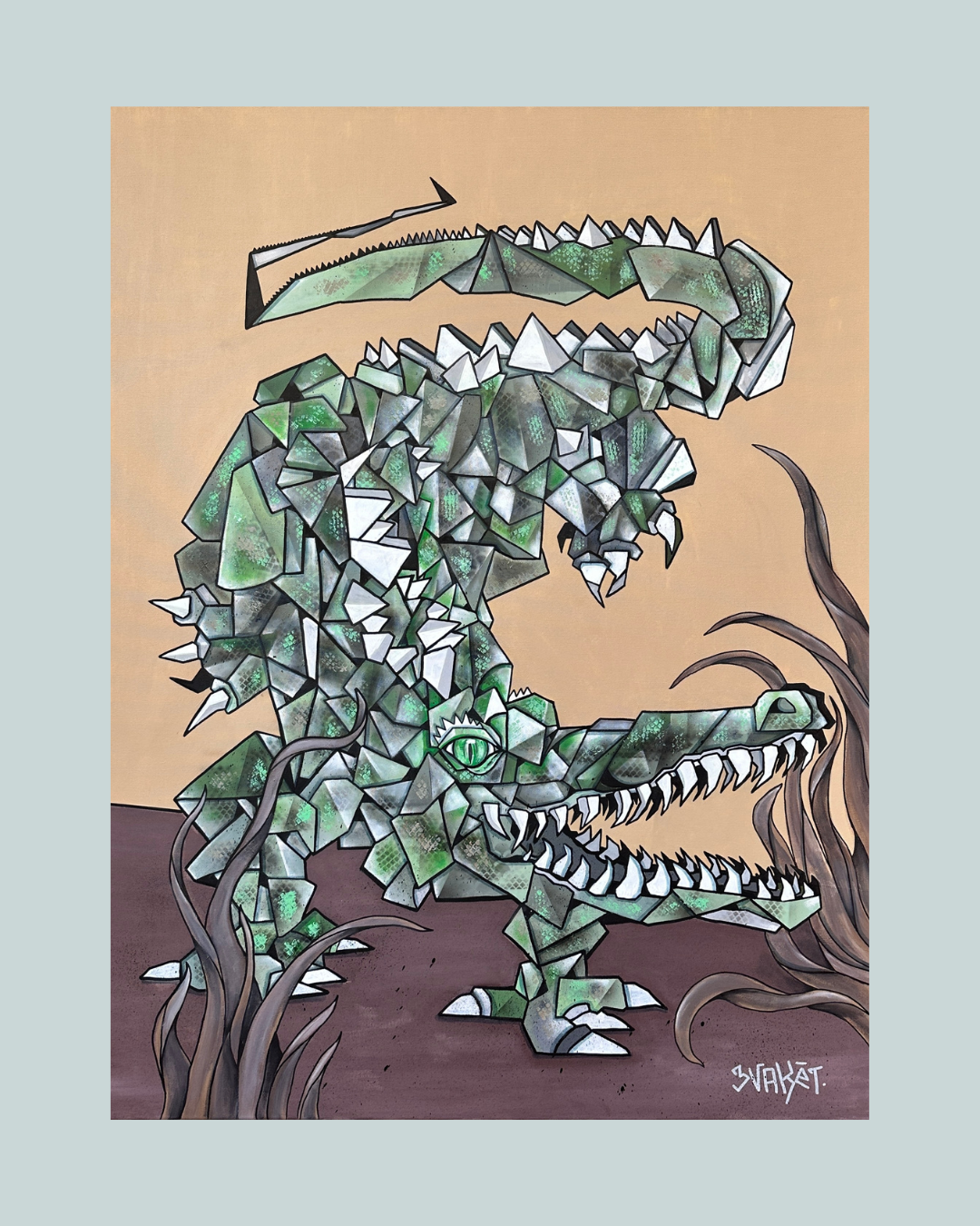 peinture de style cubisme mettant en vedette des visages humains expressifs, des couleurs vives, des lignes audacieuses et des compositions