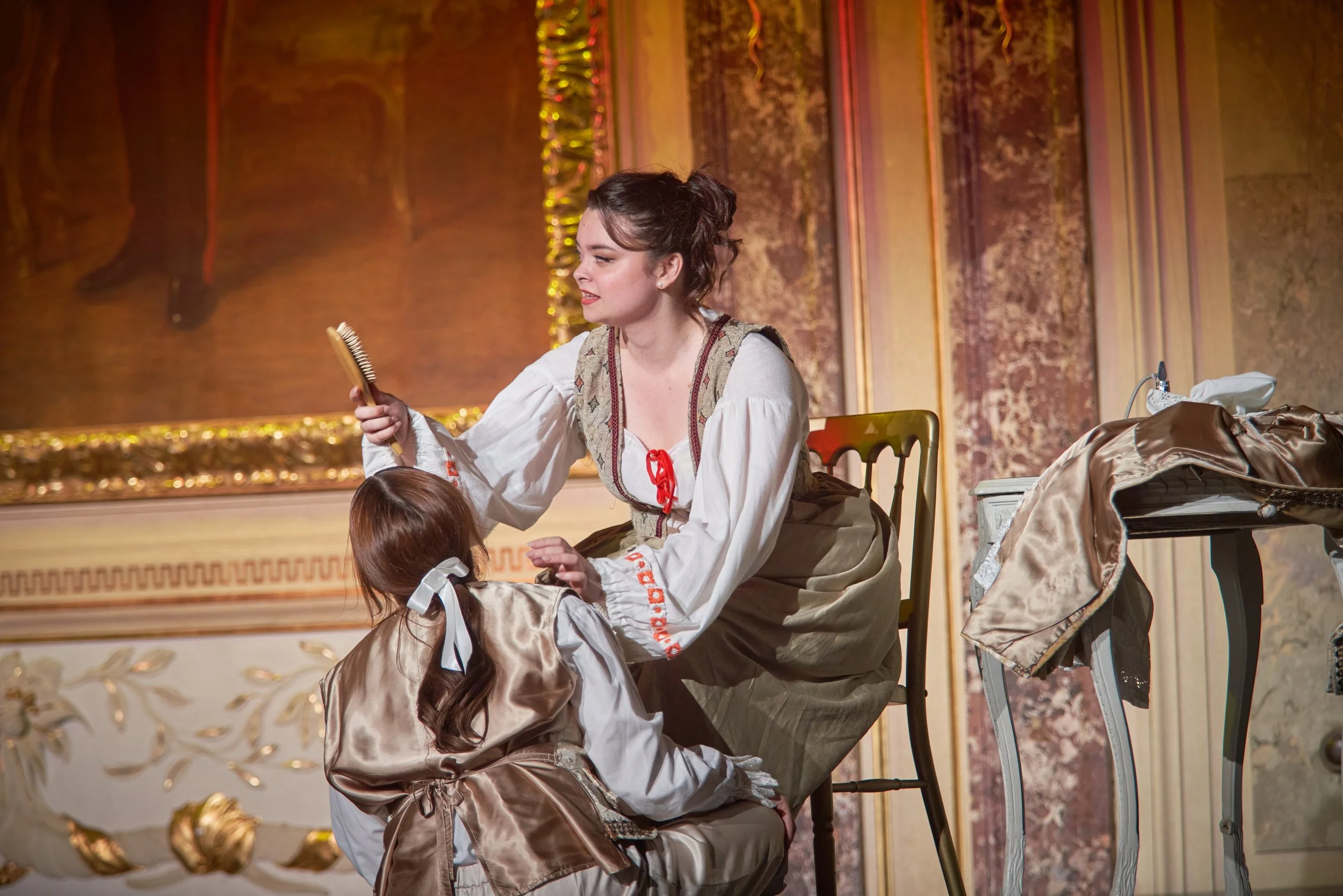 Ingrid Kuribayashi as Susanna (left) with Stella-Rose Martin as Cherubino in Le nozze di Figaro at Prague Summer Nights, 2025
Photographed by Kurt Vinion