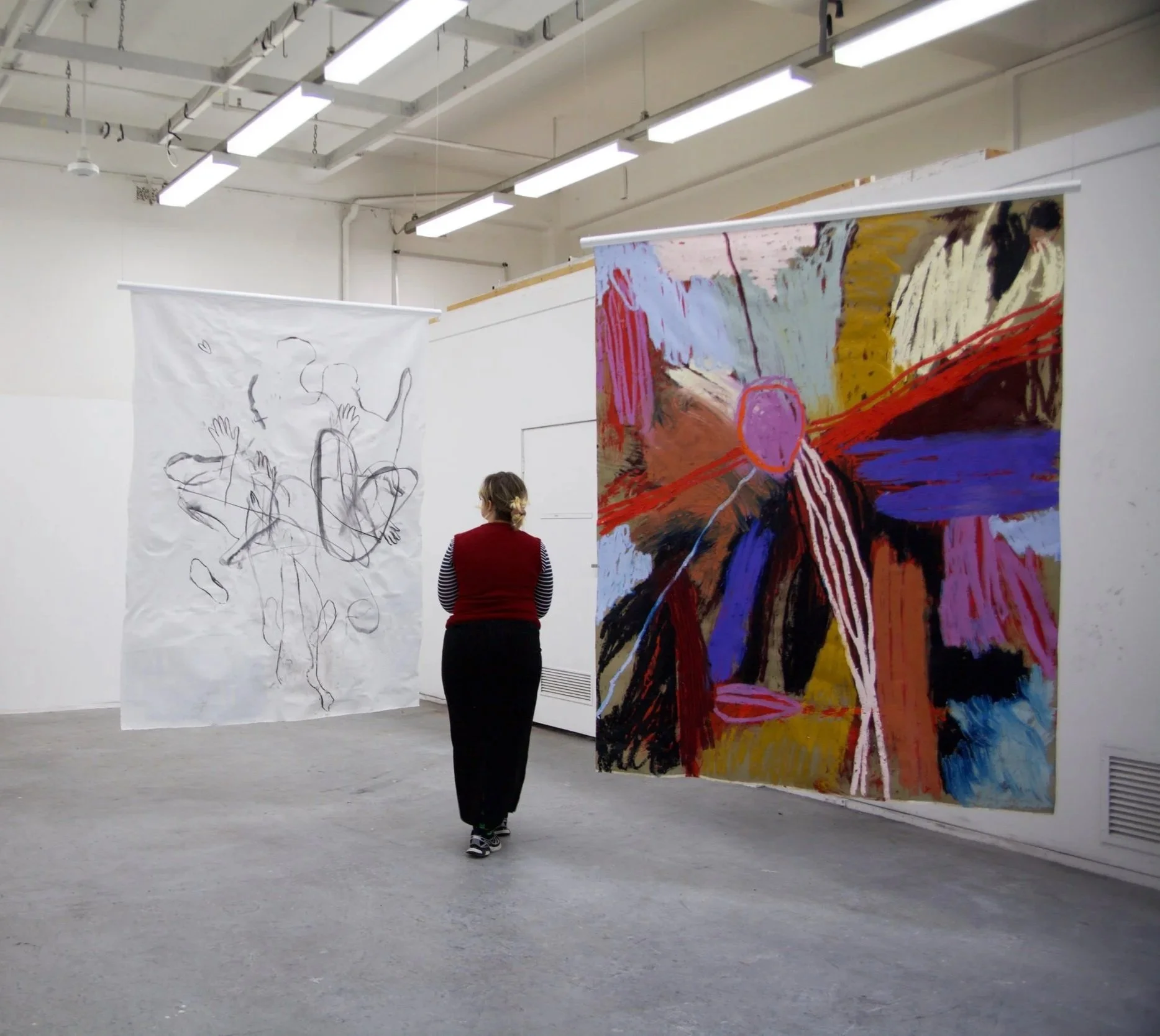 'Shifting States' installation, 2025, 210 x 170 cm each, mixed media