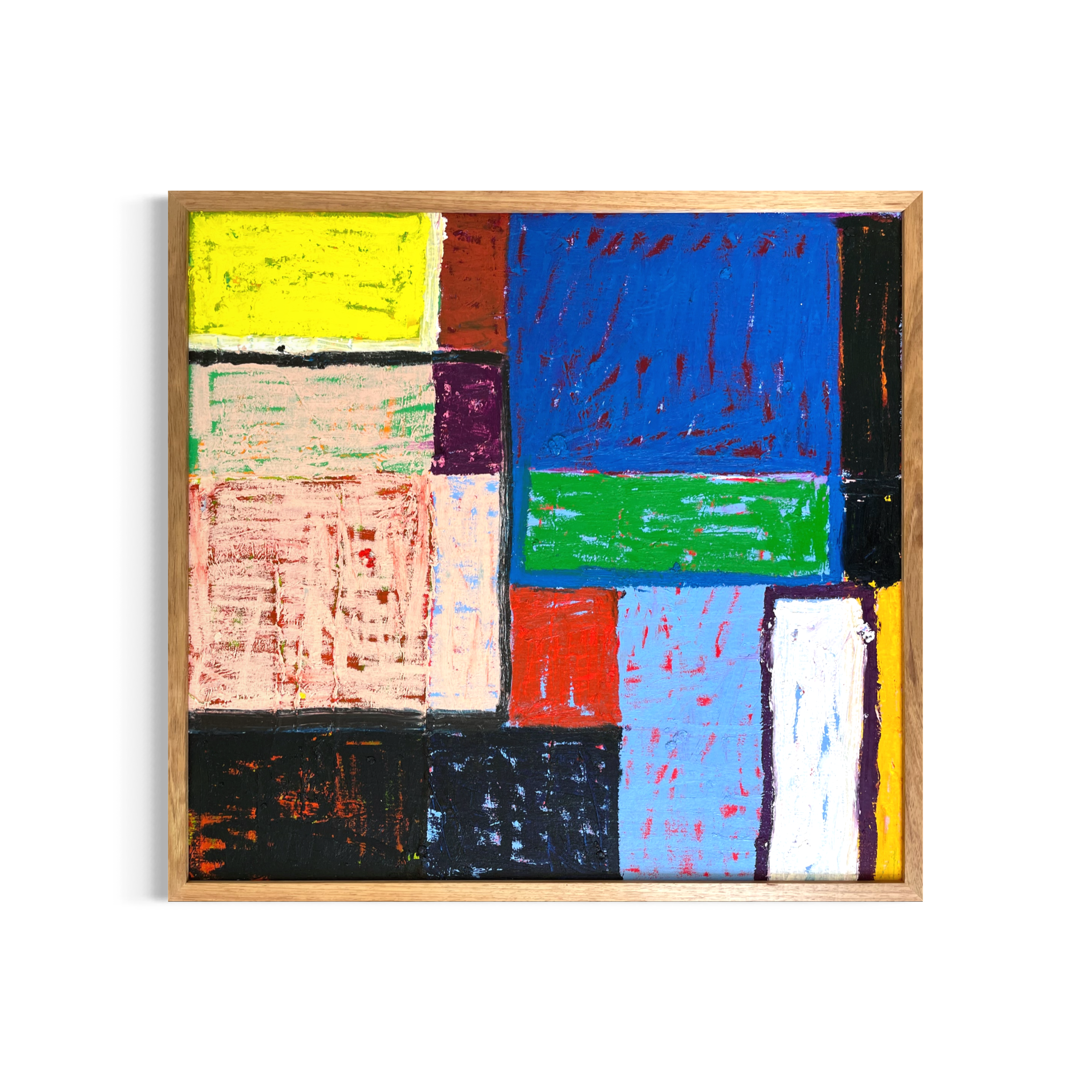 'Untitled (Geometric No.2)', 2023, 65 x 69 cm, acrylic, oil stick and oil pastel on canvas on board