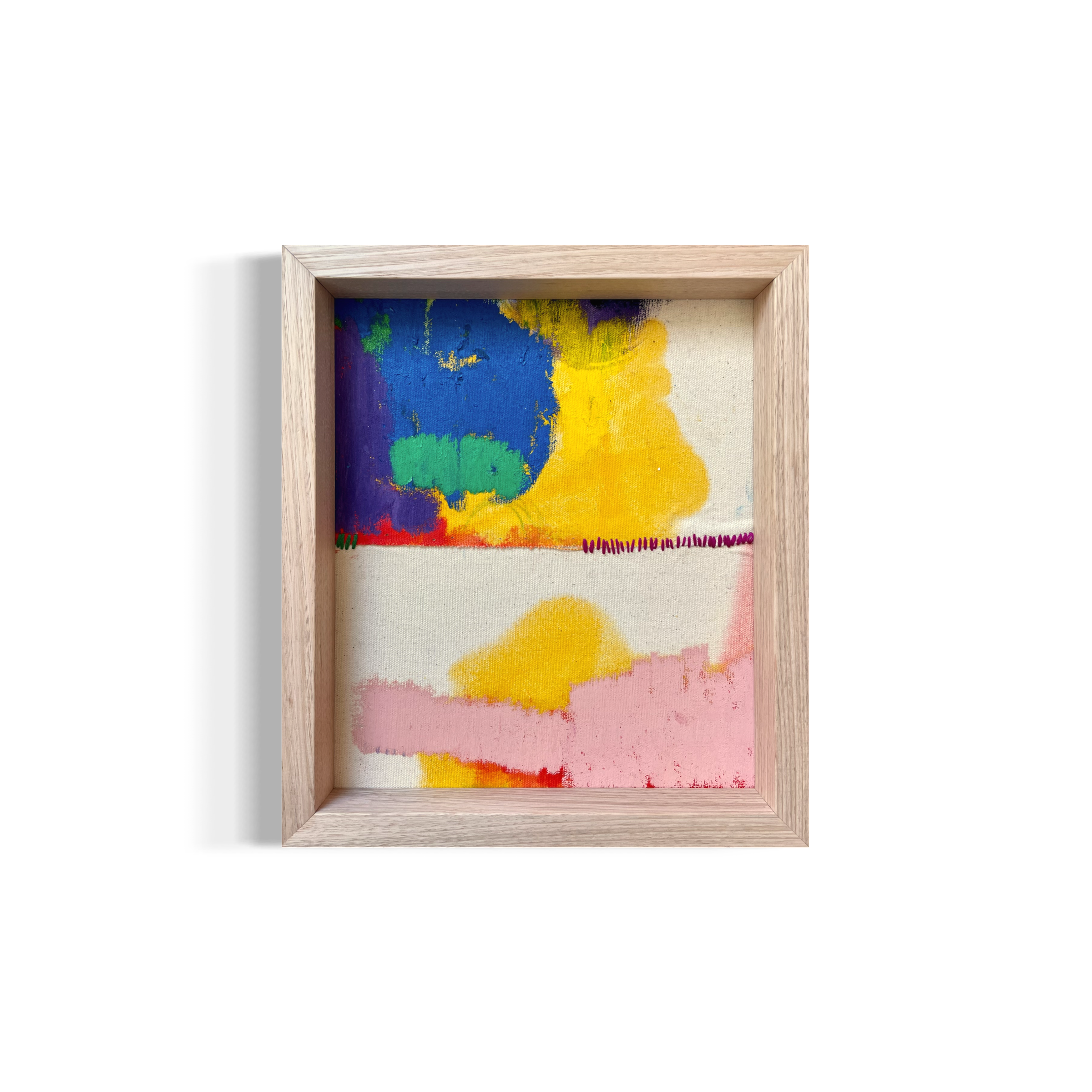 'Pieces Of Us (No.4)' 2023, 32 x 28 cm, oil, oil stick, oil pastel, colour pencil and thread on canvas on board