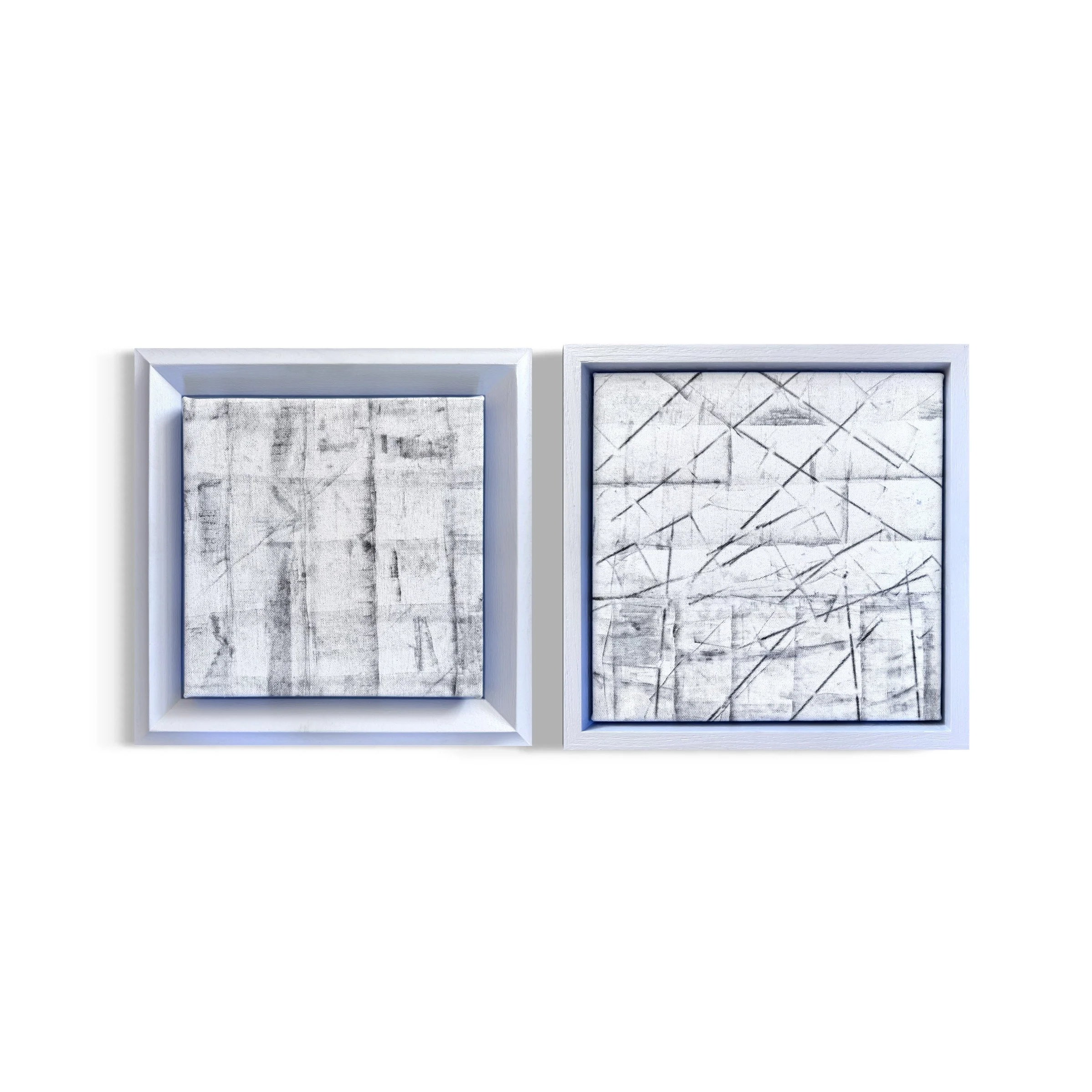 'Untitled 24/25 & 25/25 (diptych)', 2025, 36.4 x 72.8 cm (36.4 x 36.4 cm each), acrylic and oil pigment stick on canvas, wood, MDF board, house paint