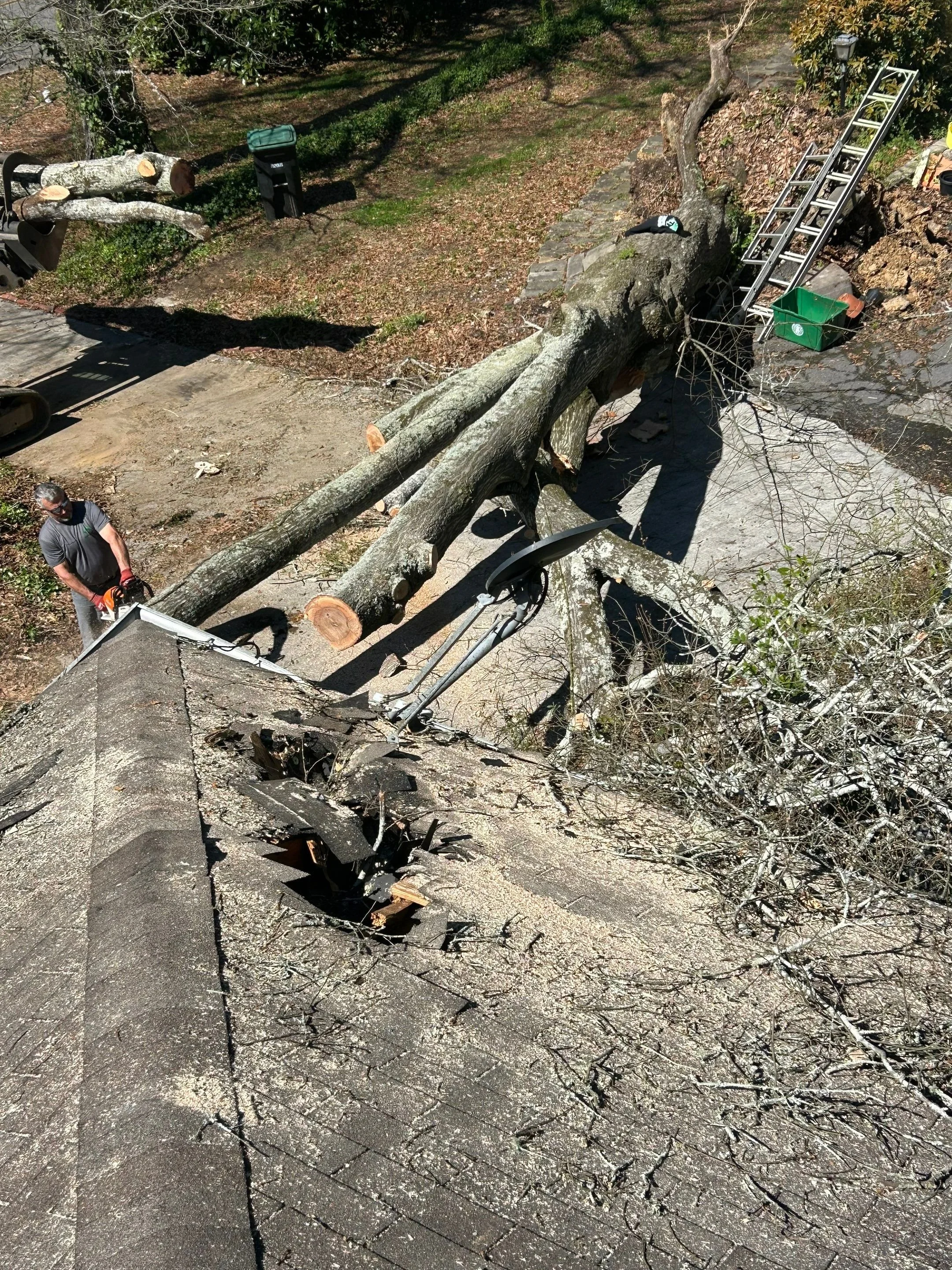 CAMCO Roofing team deployed for 24/7 emergency tarping and severe storm damage restoration in Northwest Georgia.