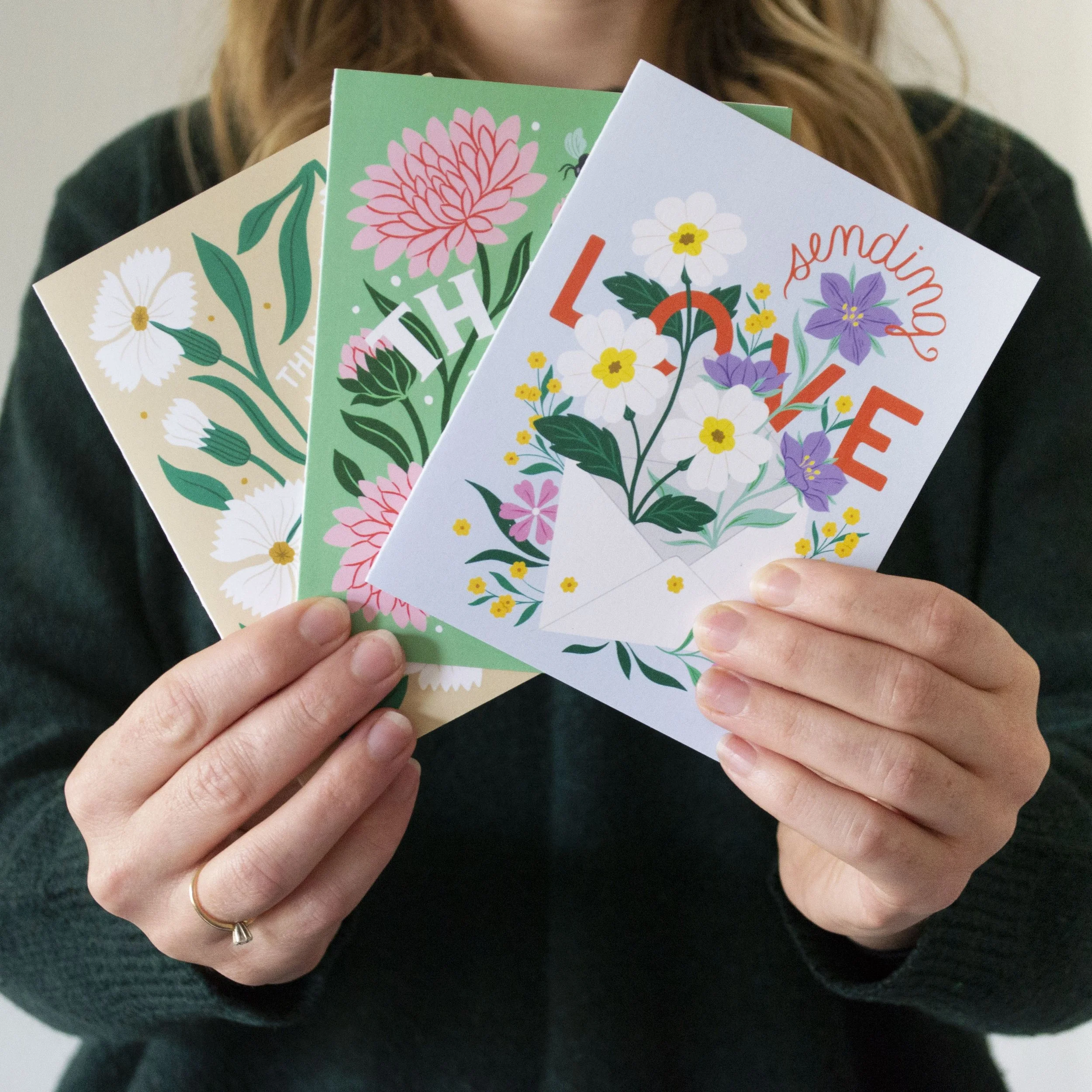 Illustrated nature floral greeting cards