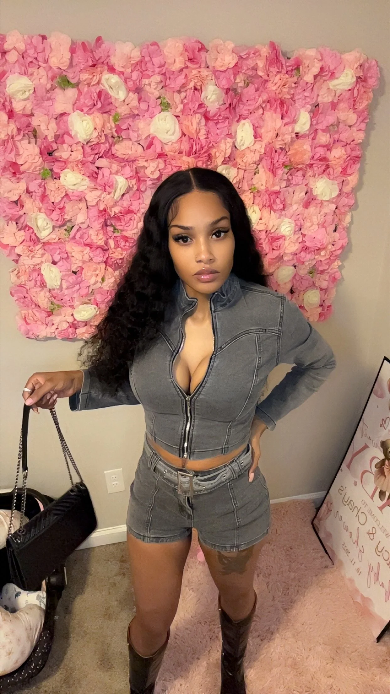 Grey Denim 2 piece set