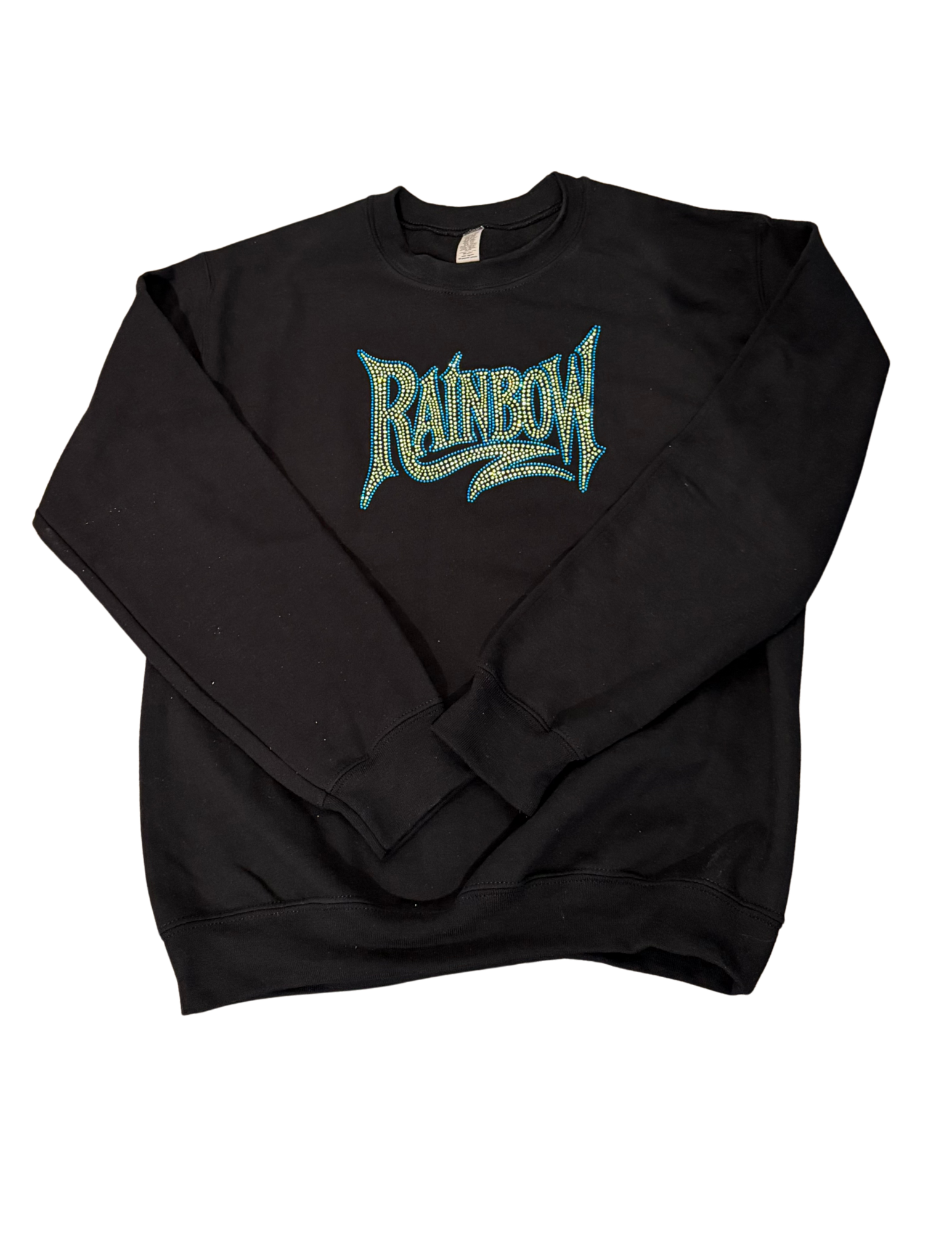 Crewneck rhinestone vert et bleu