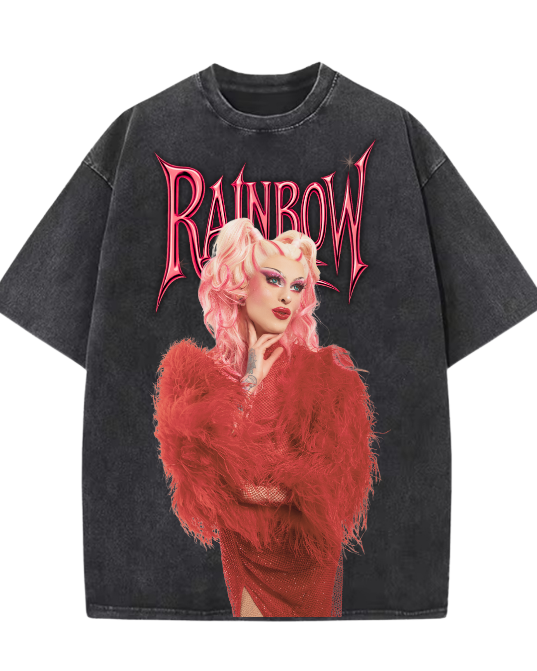 T-shirt Rainbow mineral wash