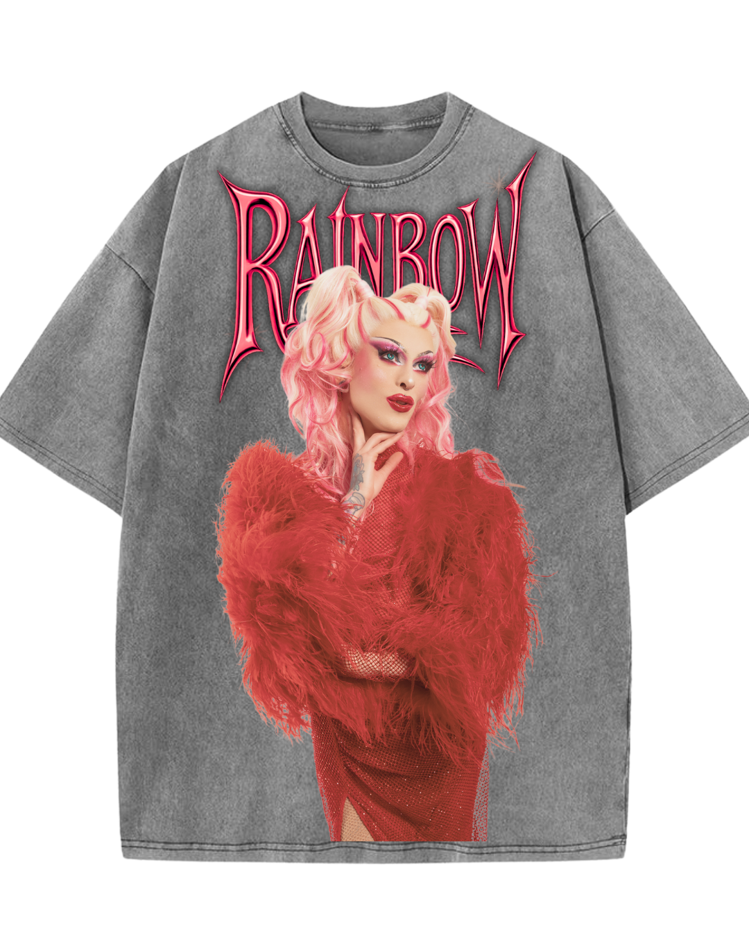 T-shirt Rainbow mineral wash