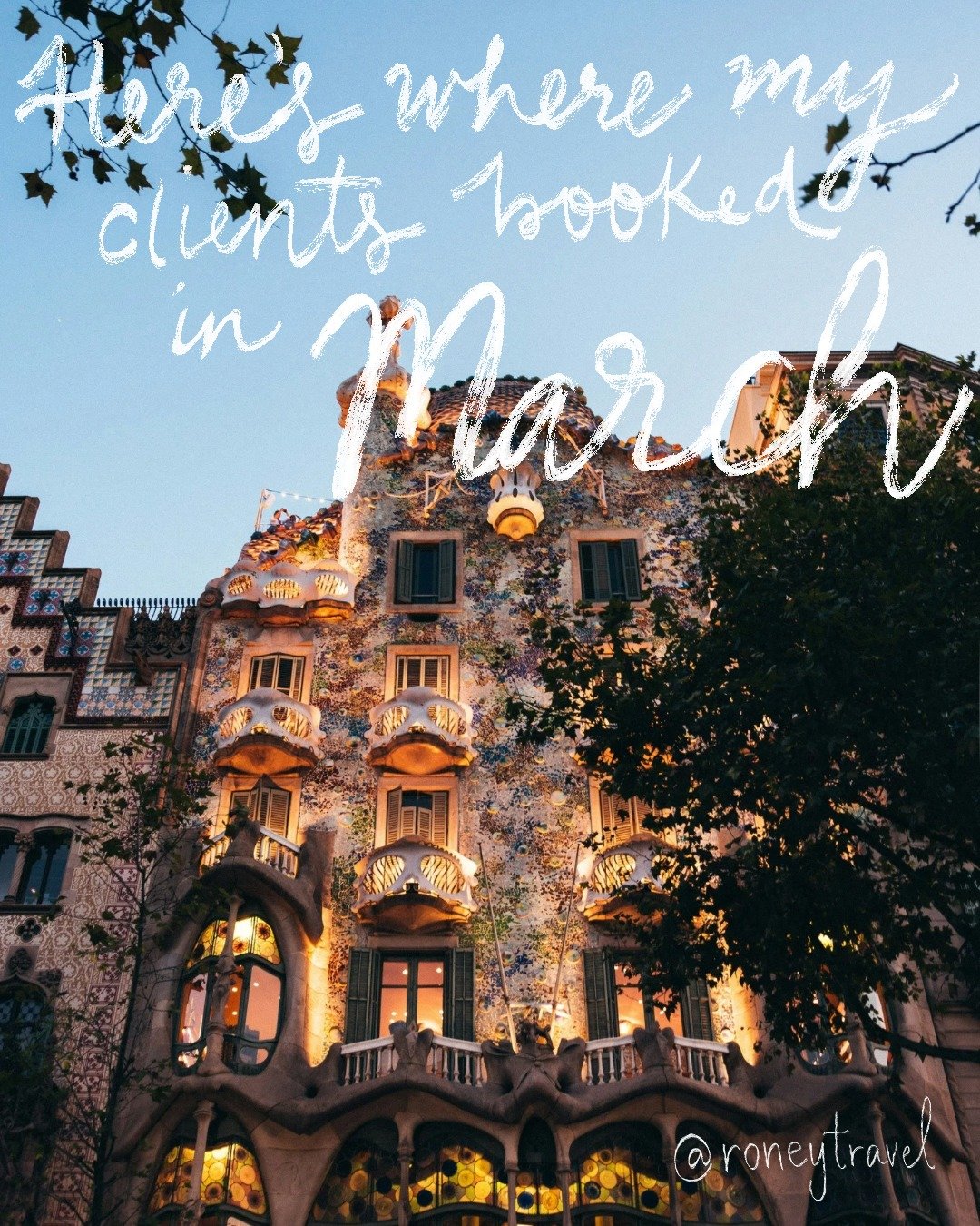 Here's what I'm booking in March! I am booking to the end of 2026 and even into 2027! If you're ready to book or want to talk through options, I want to make your next trip joyful! ❤️

Trips to Edinburgh, Barcelona, NYC, &amp; beyond can be a breeze 
