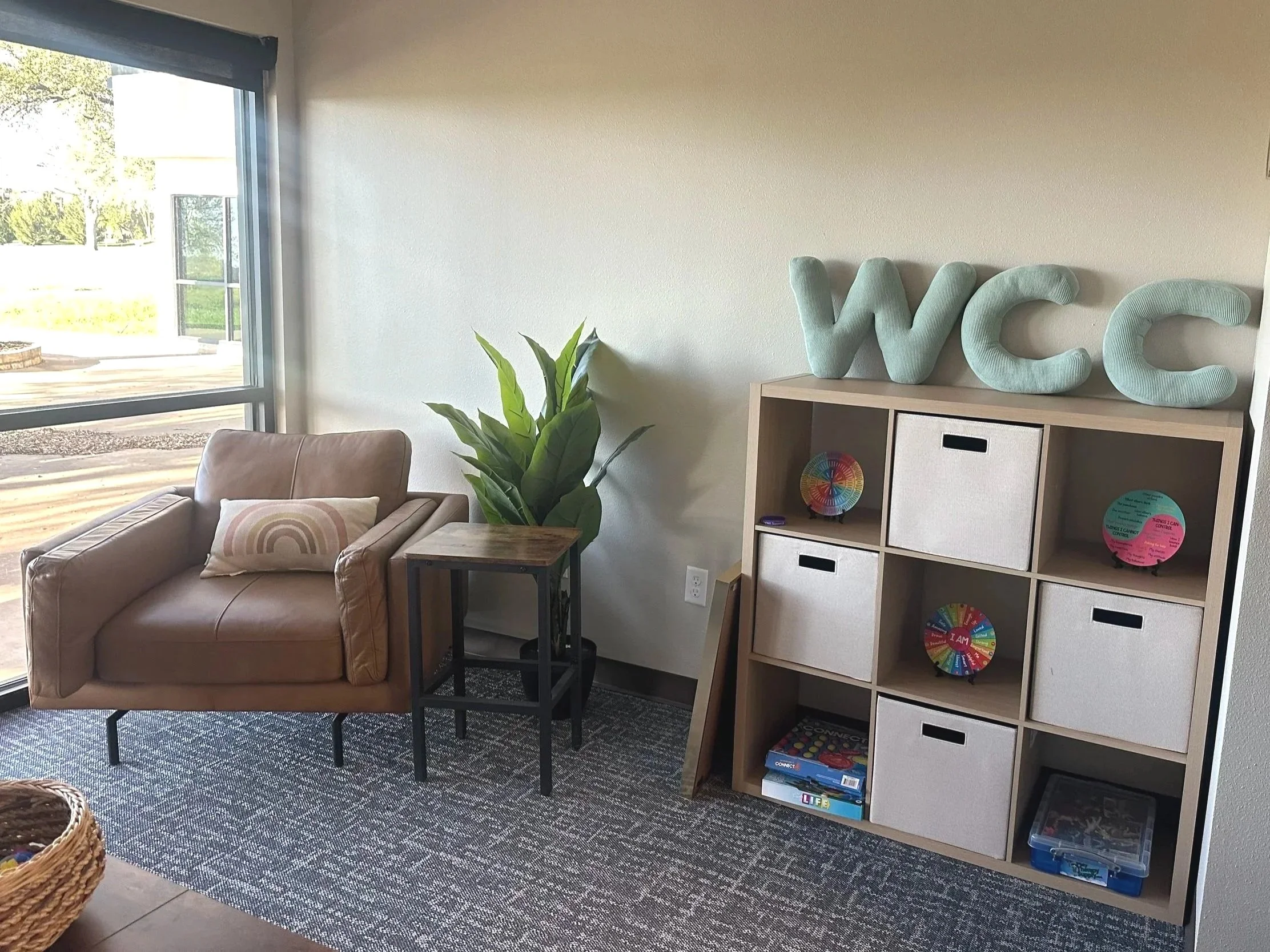 This is a picture of one of our play therapy rooms, where counselors use play therapy techniques to engage more comfortably, with therapeutic support to navigate and heal from ages 3 to 99.