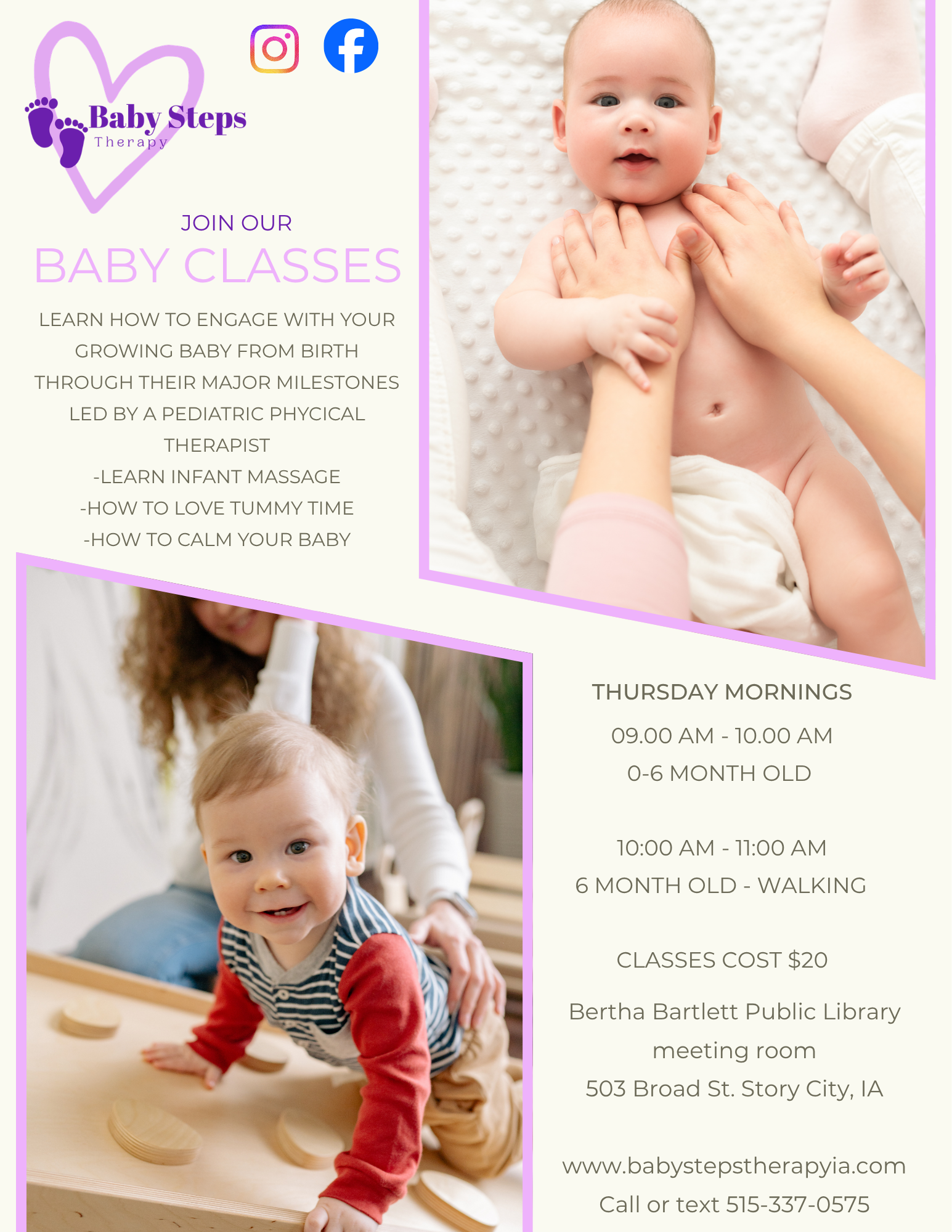 baby class 6 class discount (6 classes for the price of 5)