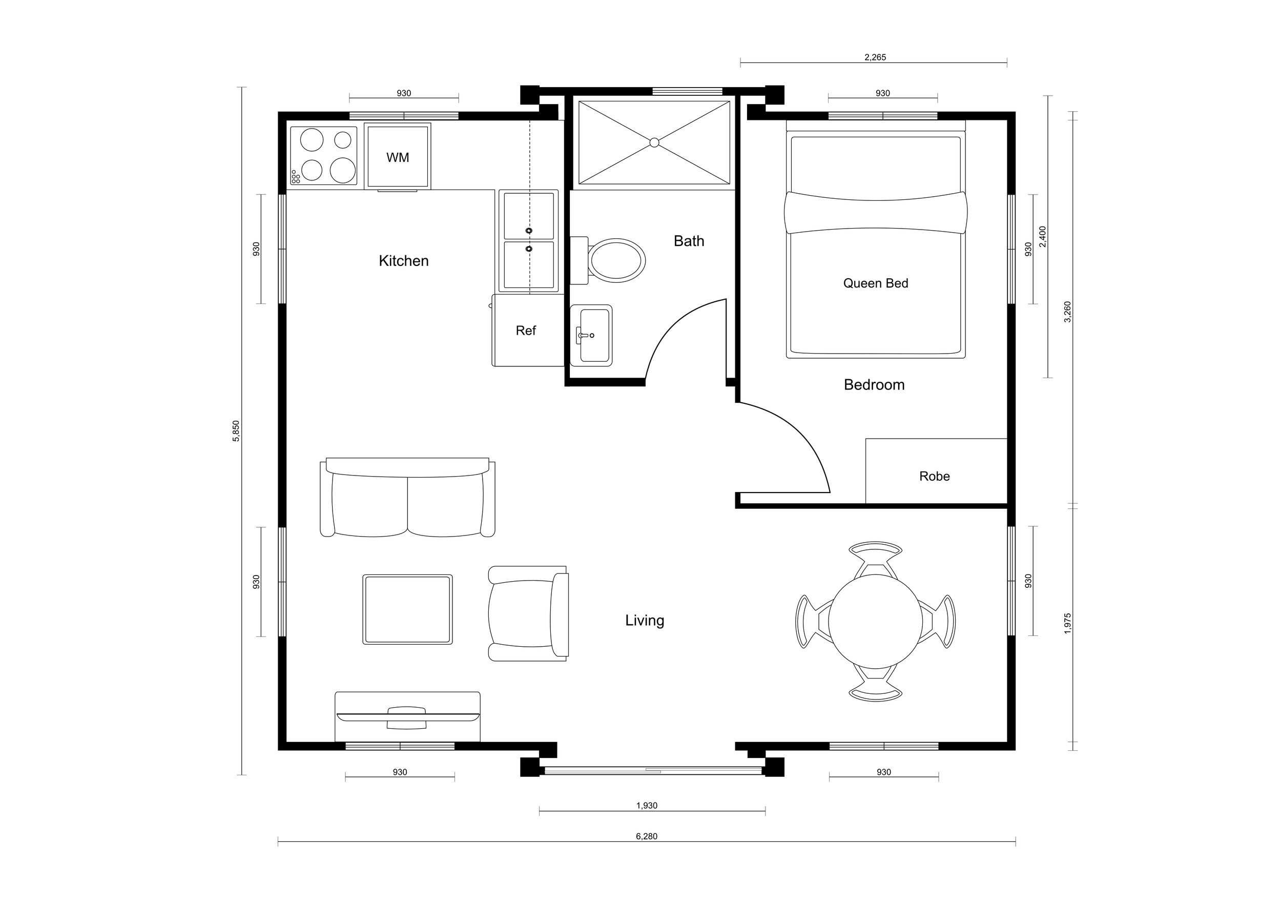 35m2 - 1 Bed
