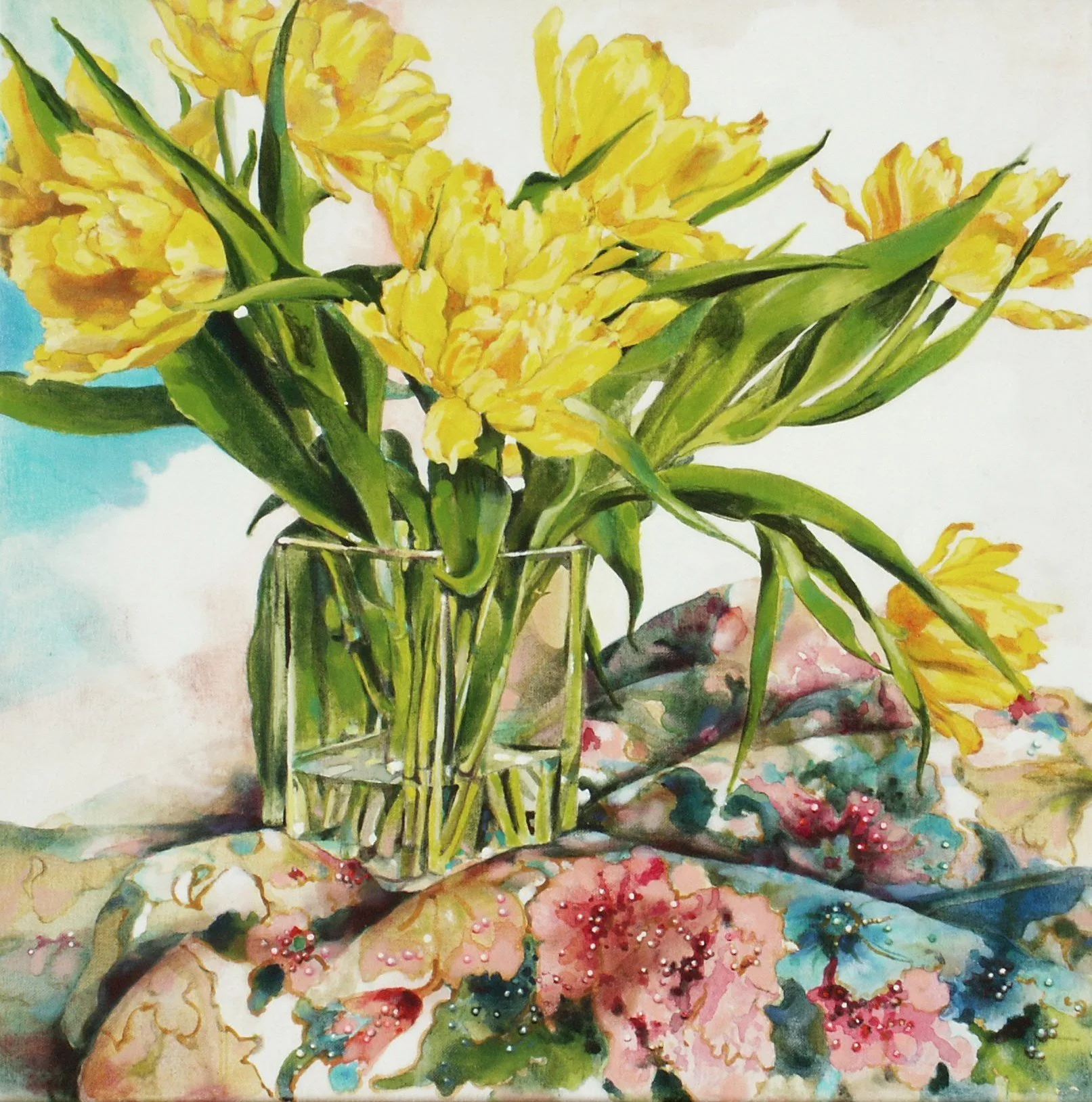 Tullips in glass I (2003, acrylic on canvas, 60x60cm).jpg