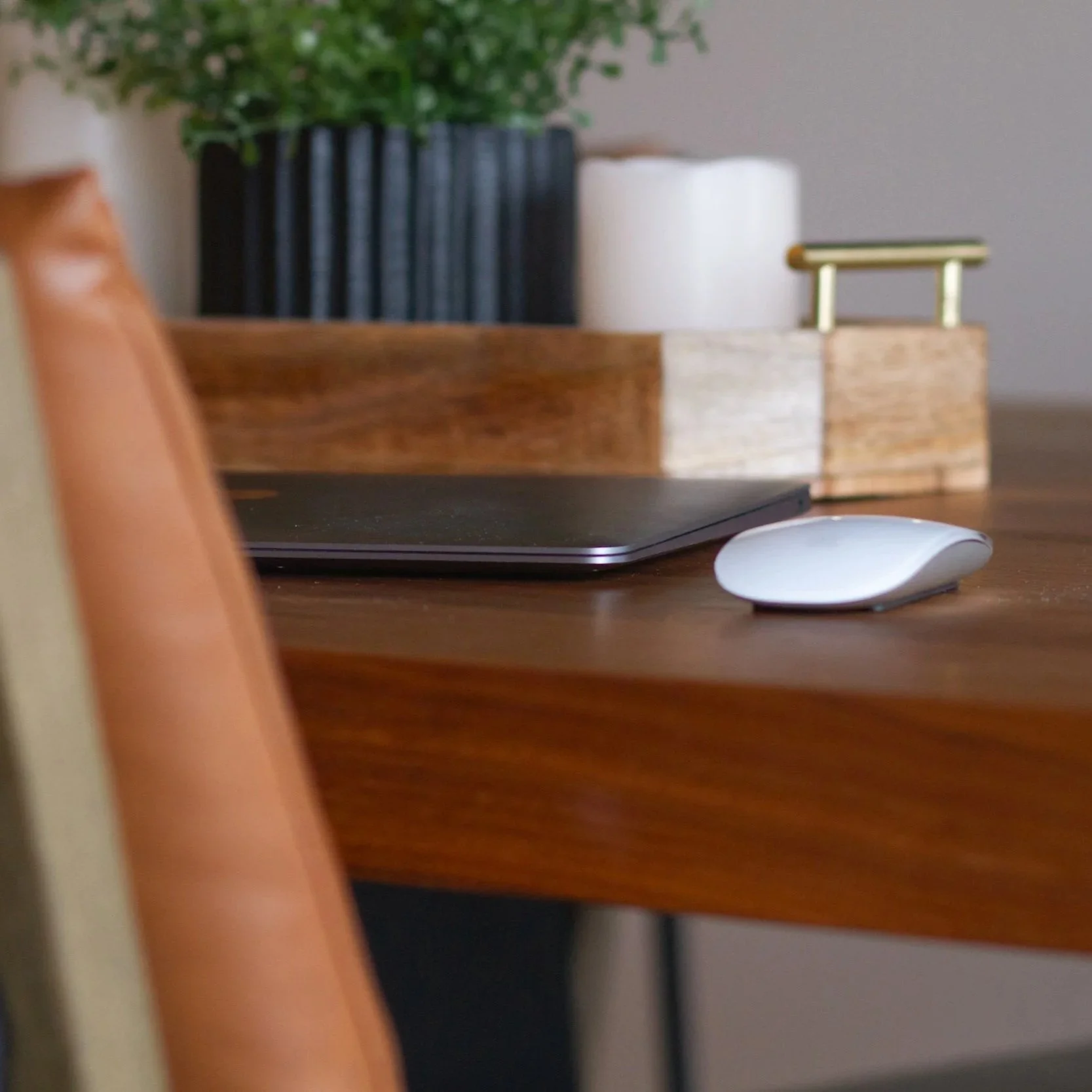Computer and computer mouse on desk