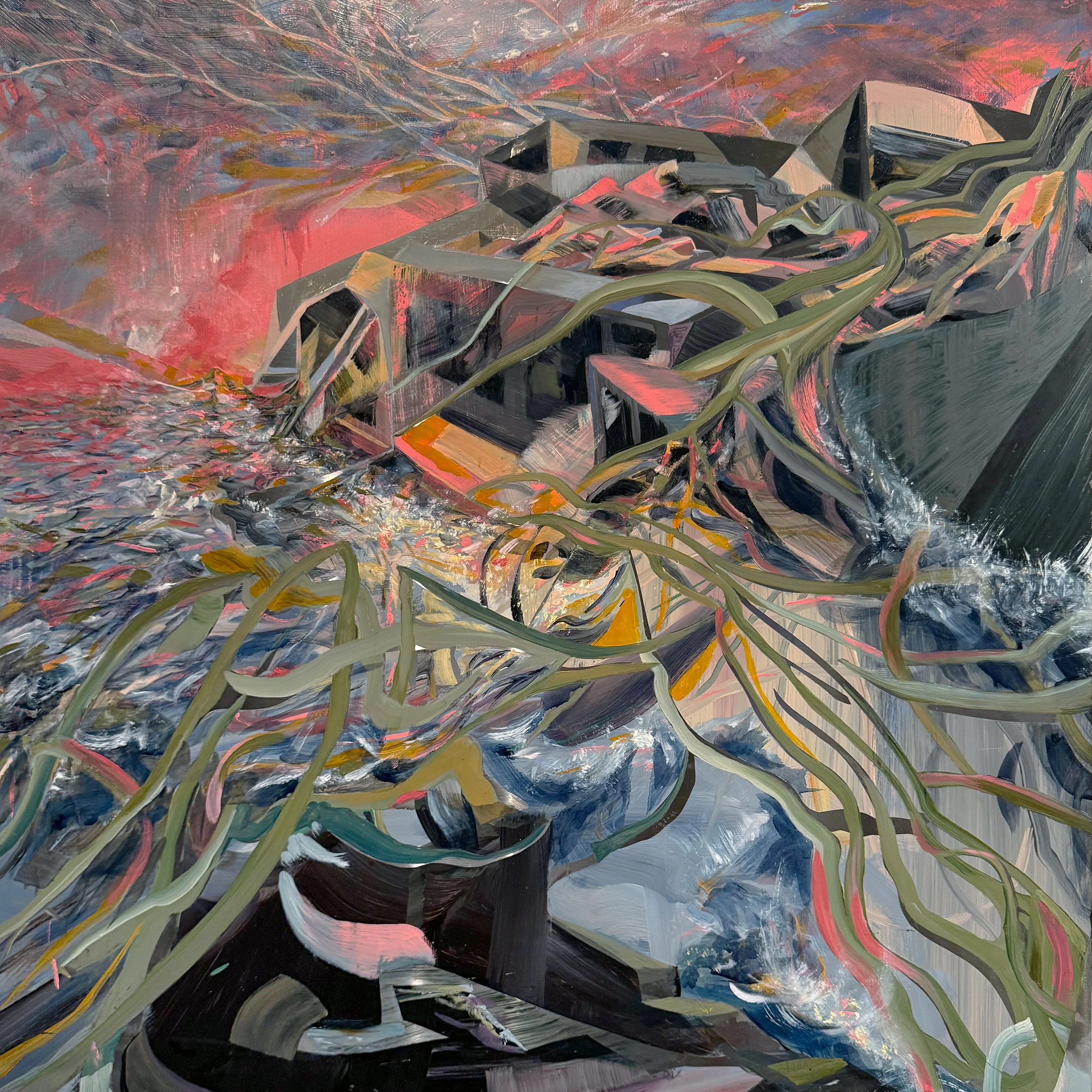 The Shifting New Tide,
24 x 24 inches,
oil on stainless steel