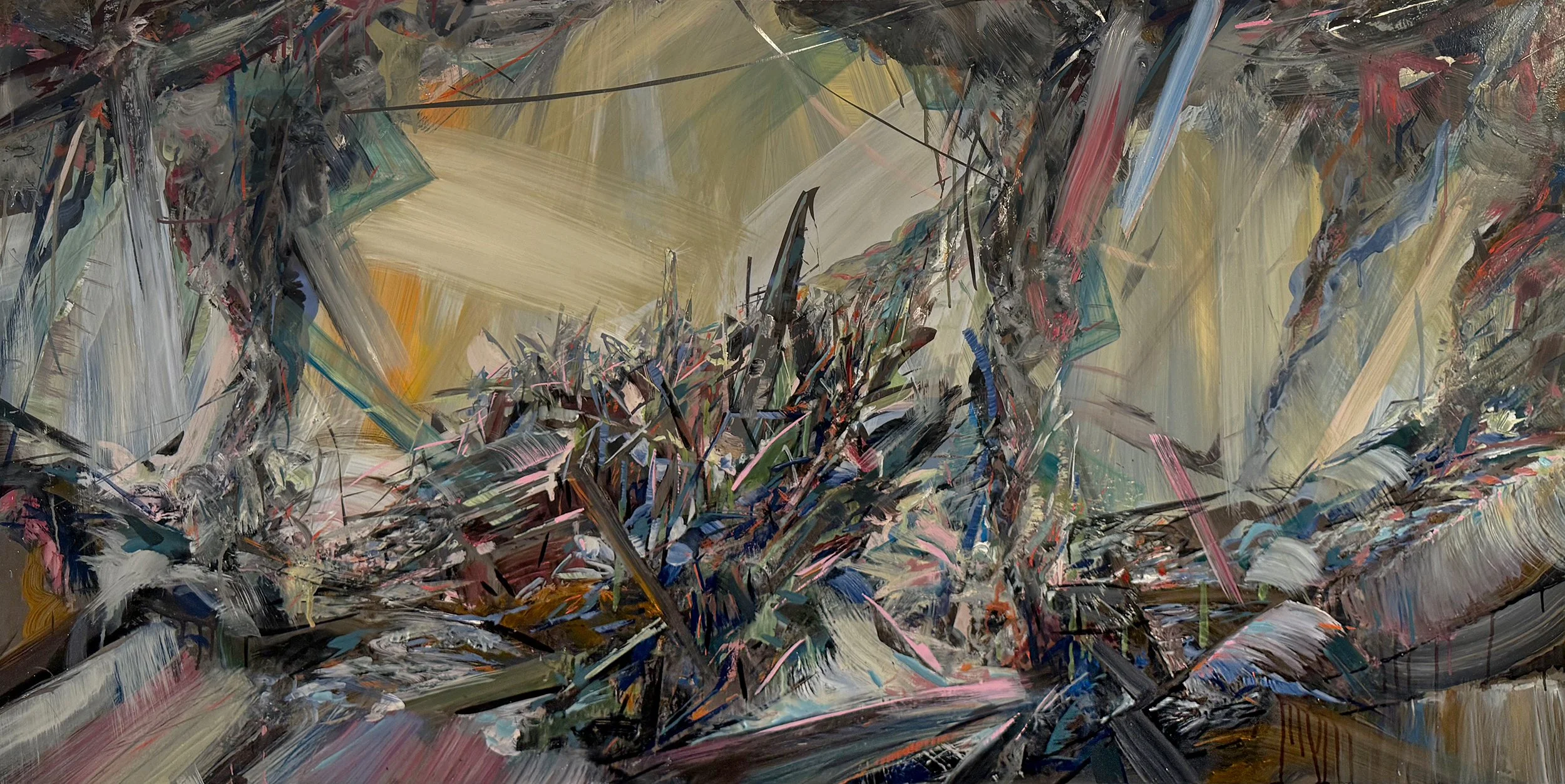 Bleaching Culmination,
24 x 48 inches,
oil on stainless steel