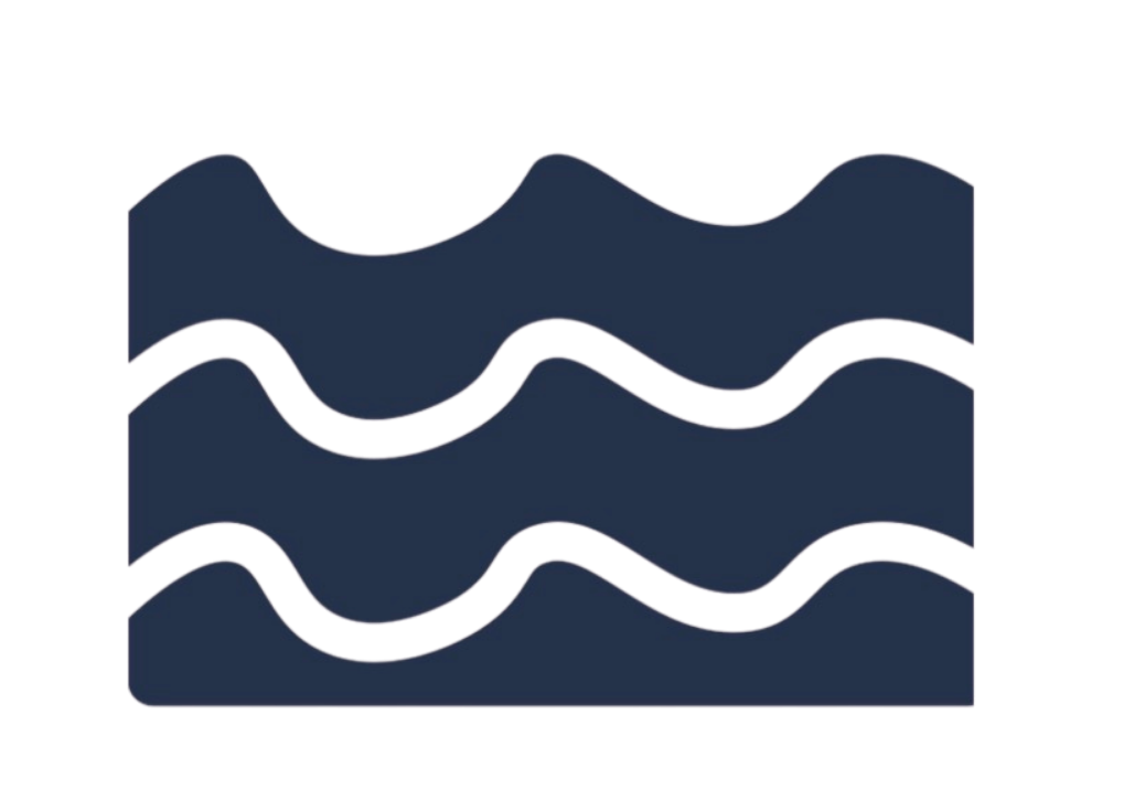 An icon of dark blue waves.