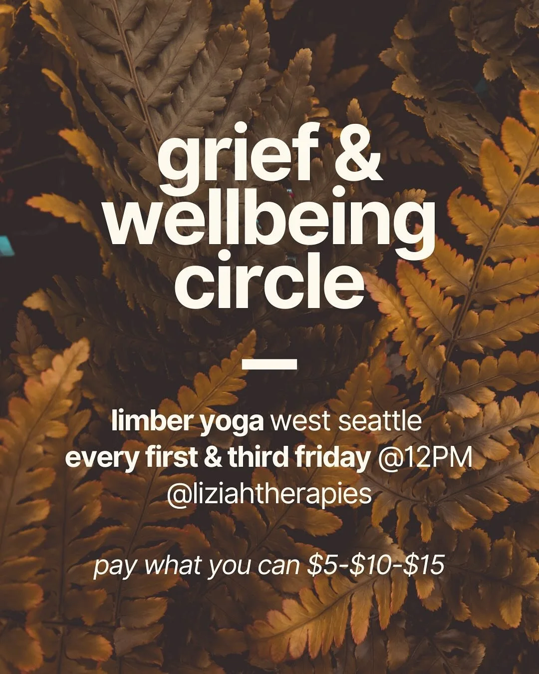 I&rsquo;m stepping forward to hold our Grief &amp; Wellbeing Circle tomorrow &mdash; 12PM at @limberyoga in West Seattle. Tending to grief in community is among the most precious work I can imagine. 

The space created and held by Liziah Richards @li
